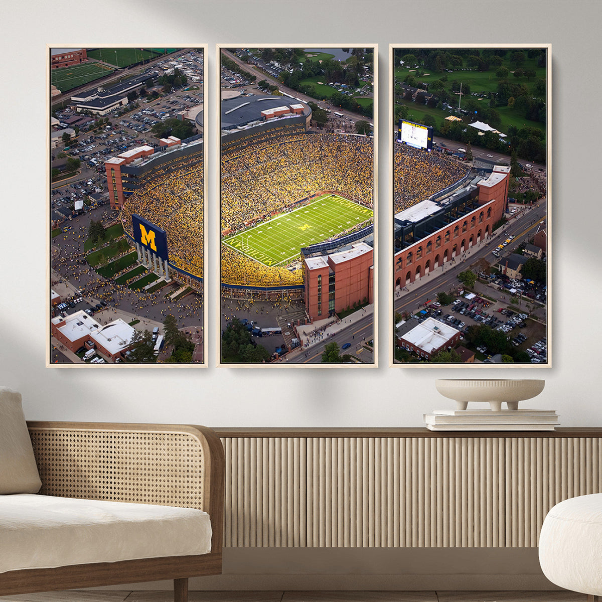 95248-PAN-FL-20X10 - University of Michigan Wolverines Football Team Print - Ann Arbor Michigan Stadium Wall Art Canvas