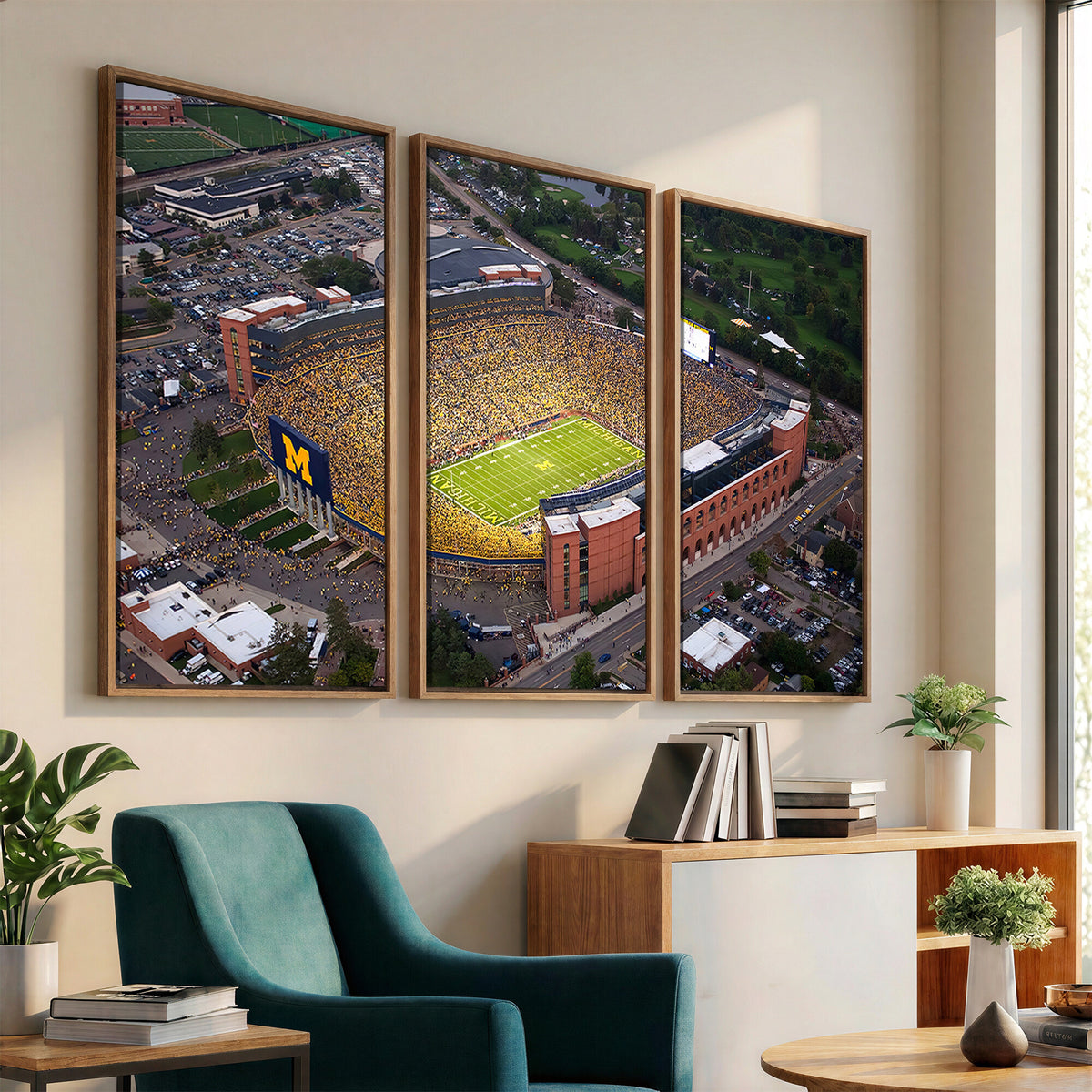 95248-MGV-CV-36X24 - University of Michigan Wolverines Football Team Print - Ann Arbor Michigan Stadium Wall Art Canvas