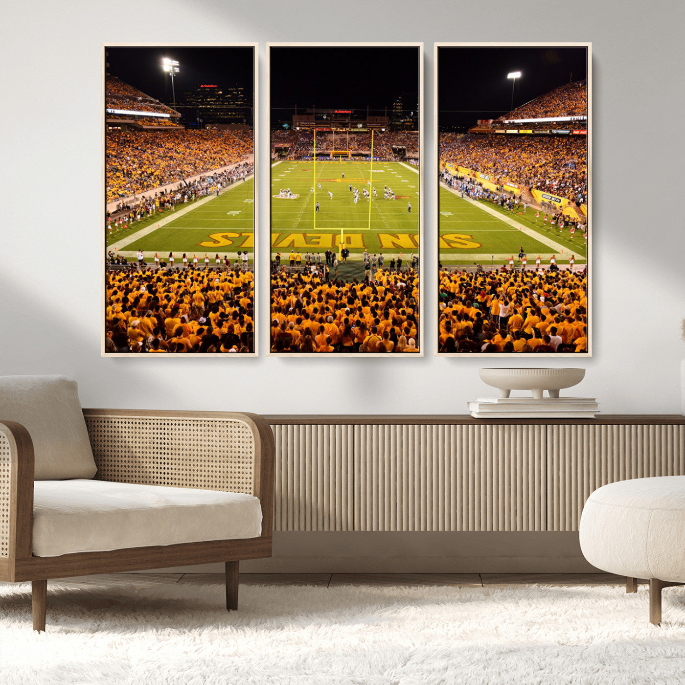 MGV-FC-48X32-3P - ASU Sun Devils Football Team Print - Phoenix Mountain America Stadium Wall Art Canvas Print