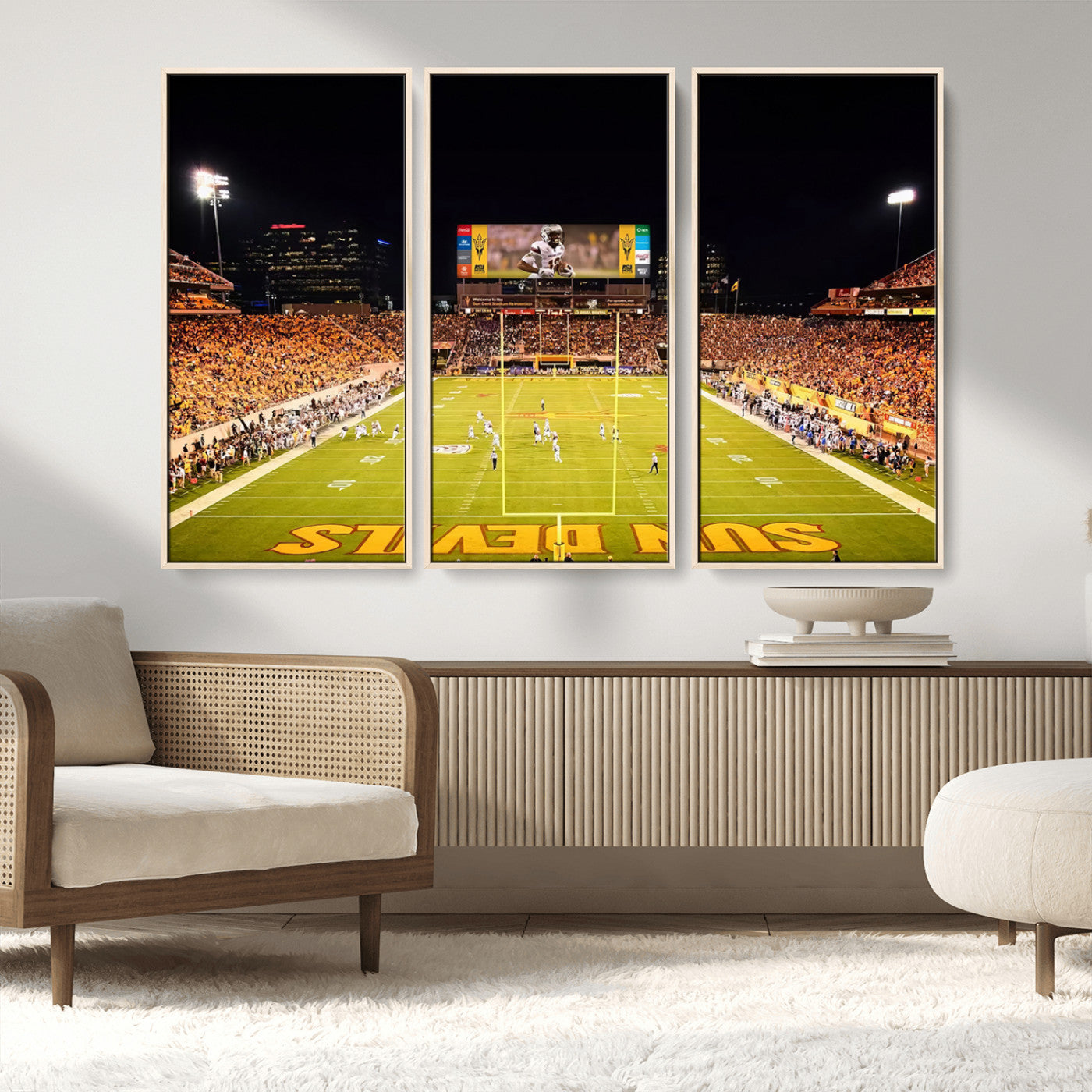 MGV-FC-48X32-3P - ASU Sun Devils Football Team Print - Phoenix Mountain America Stadium Canvas Print