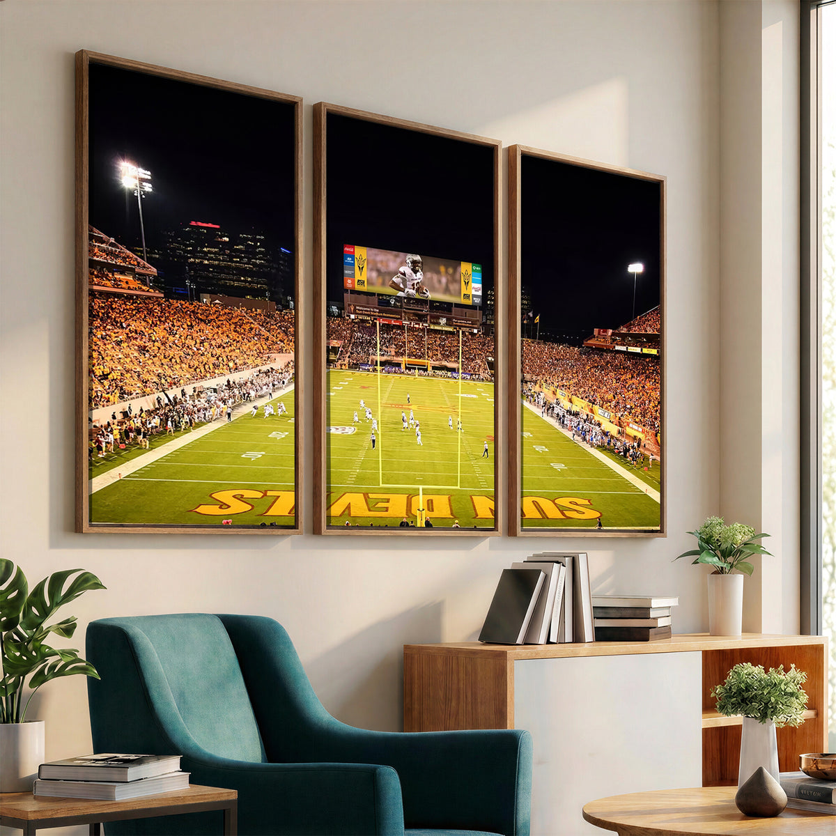 87612-MGV-CV-36X24 - ASU Sun Devils Football Team Print - Phoenix Mountain America Stadium Canvas Print