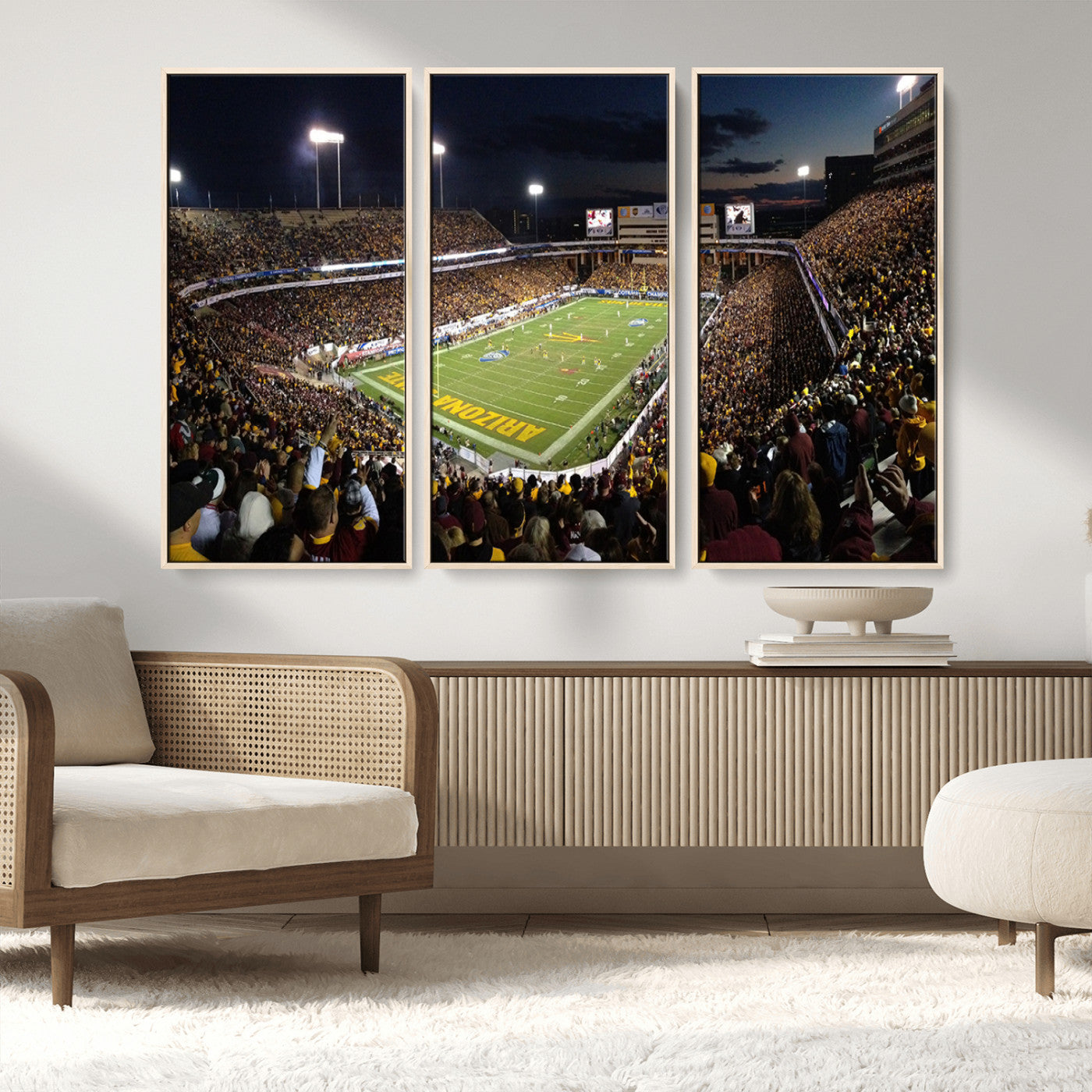 MGV-FC-48X32-3P - ASU Sun Devils Football Team Print Canvas - Phoenix Mountain America Stadium Wall Art Canvas Print