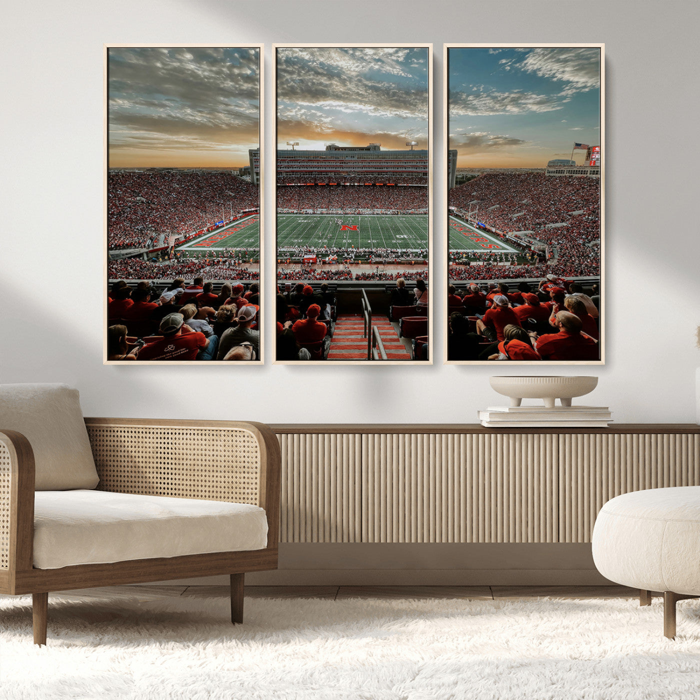 MGV-FC-48X32-3P - University of Nebraska Cornhuskers Football Team Print - Lincoln Memorial Stadium Art Canvas Print