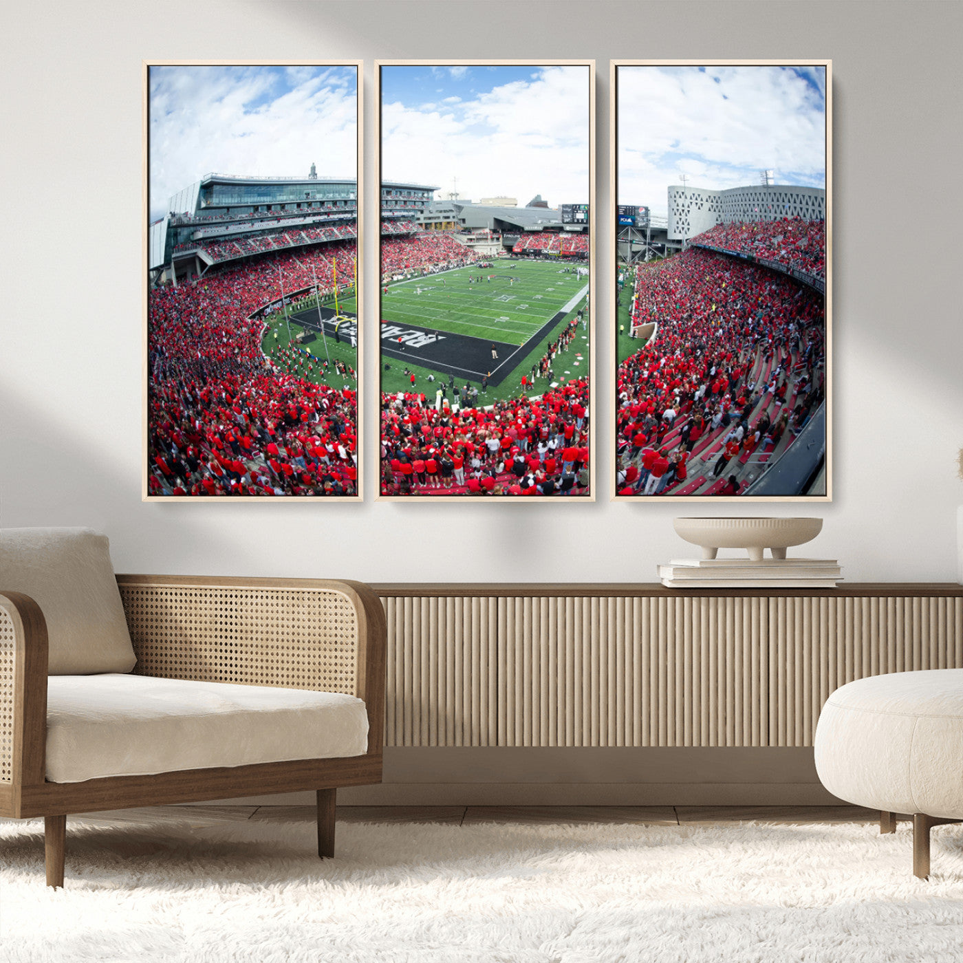 MGV-FC-48X32-3P - Cincinnati Bearcats Football Team Print - Nippert Stadium Wall Art Canvas Print