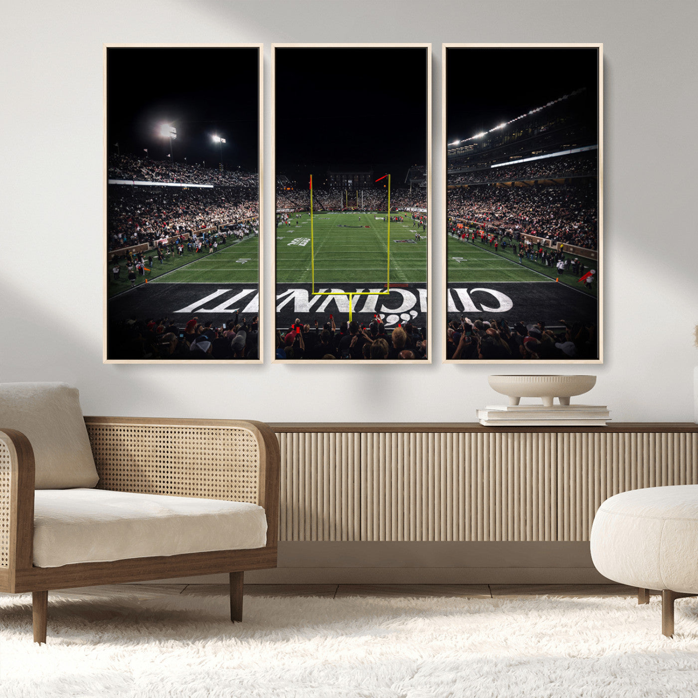 MGV-FC-48X32-3P - Cincinnati Bearcats Football Team Print - Nippert Stadium Wall Art Canvas Print