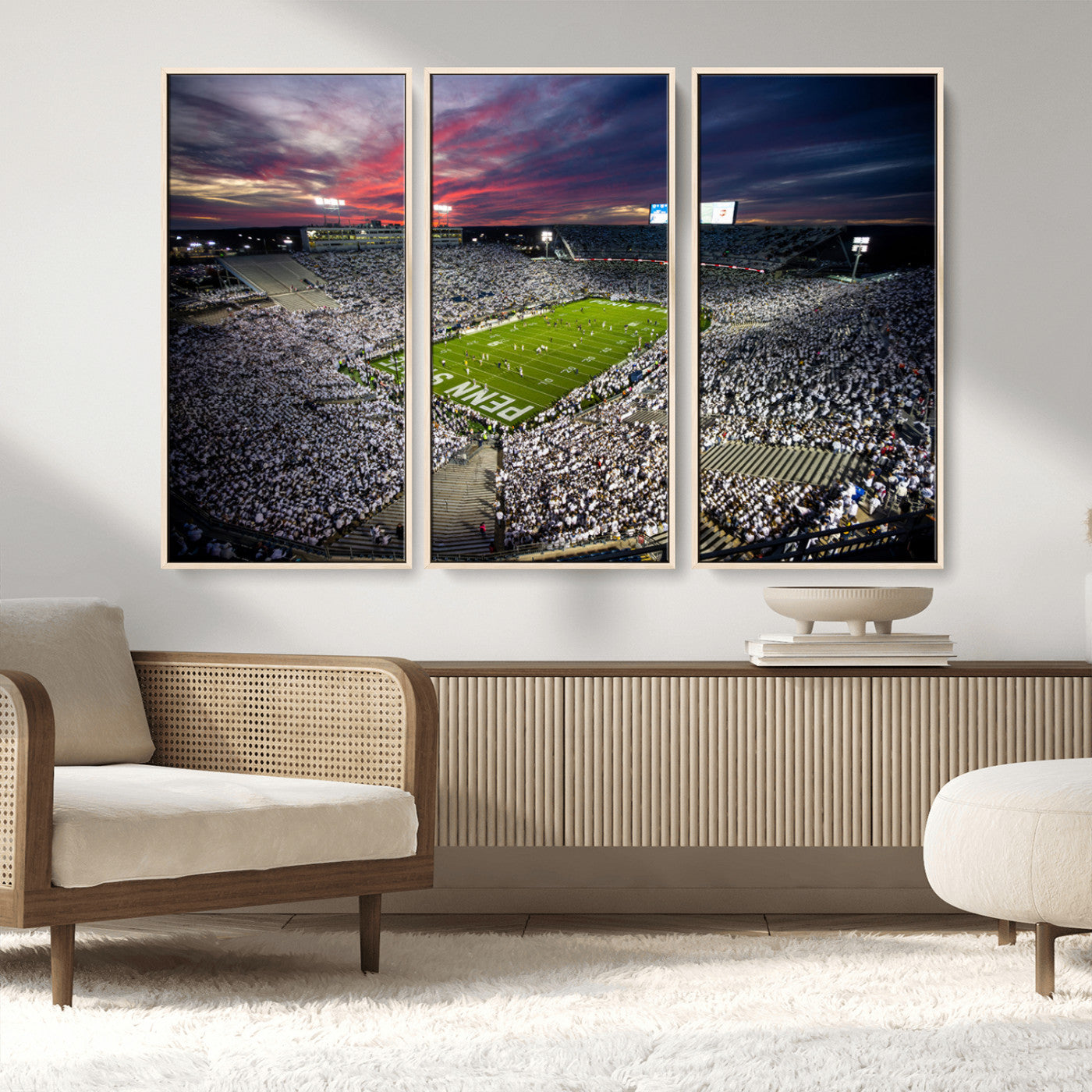 MGV-FC-48X32-3P - Penn State Nittany Lions Football Team Print - University Park Beaver Stadium Art Canvas Print