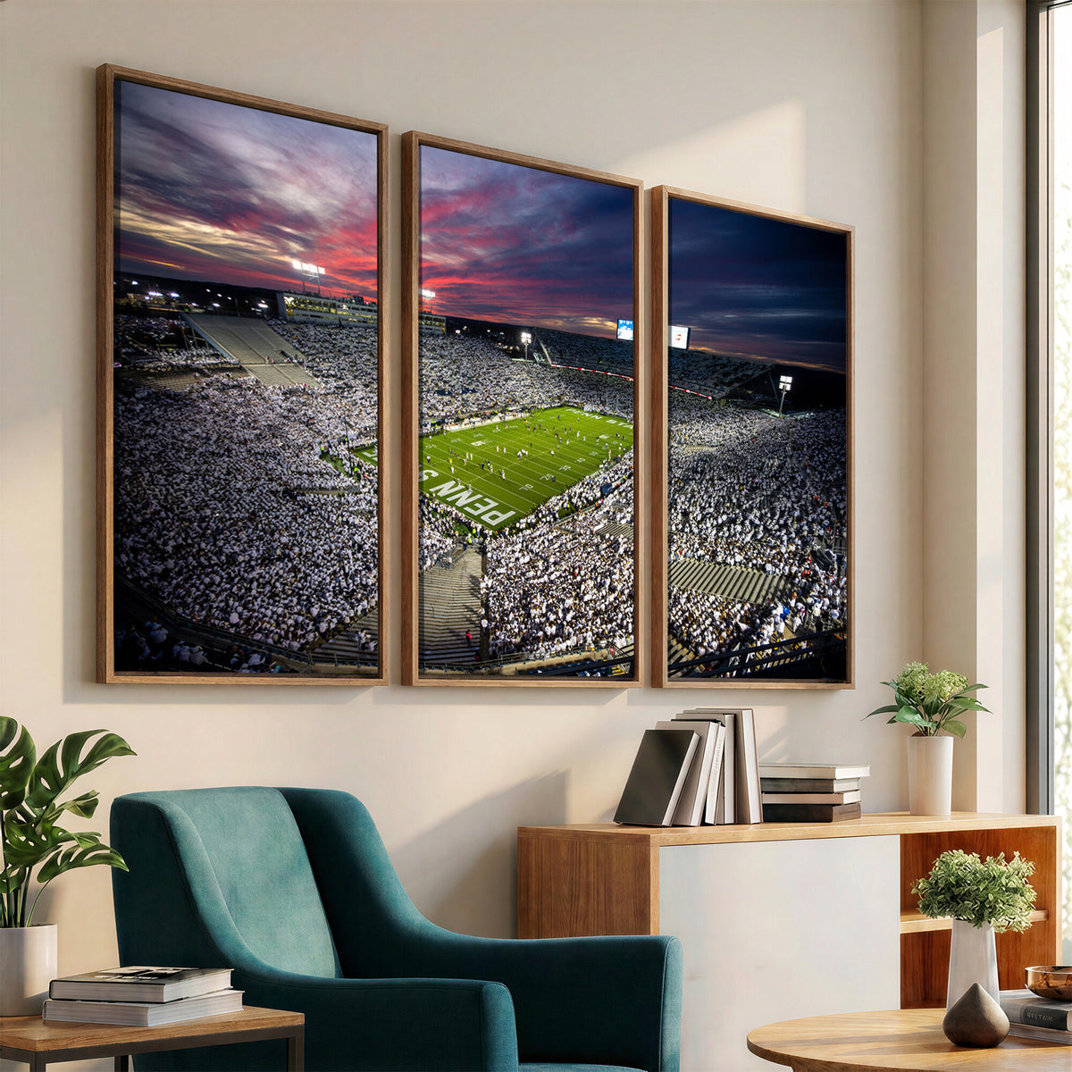 37304-MGV-CV-36X24 - Penn State Nittany Lions Football Team Print - University Park Beaver Stadium Art Canvas Print