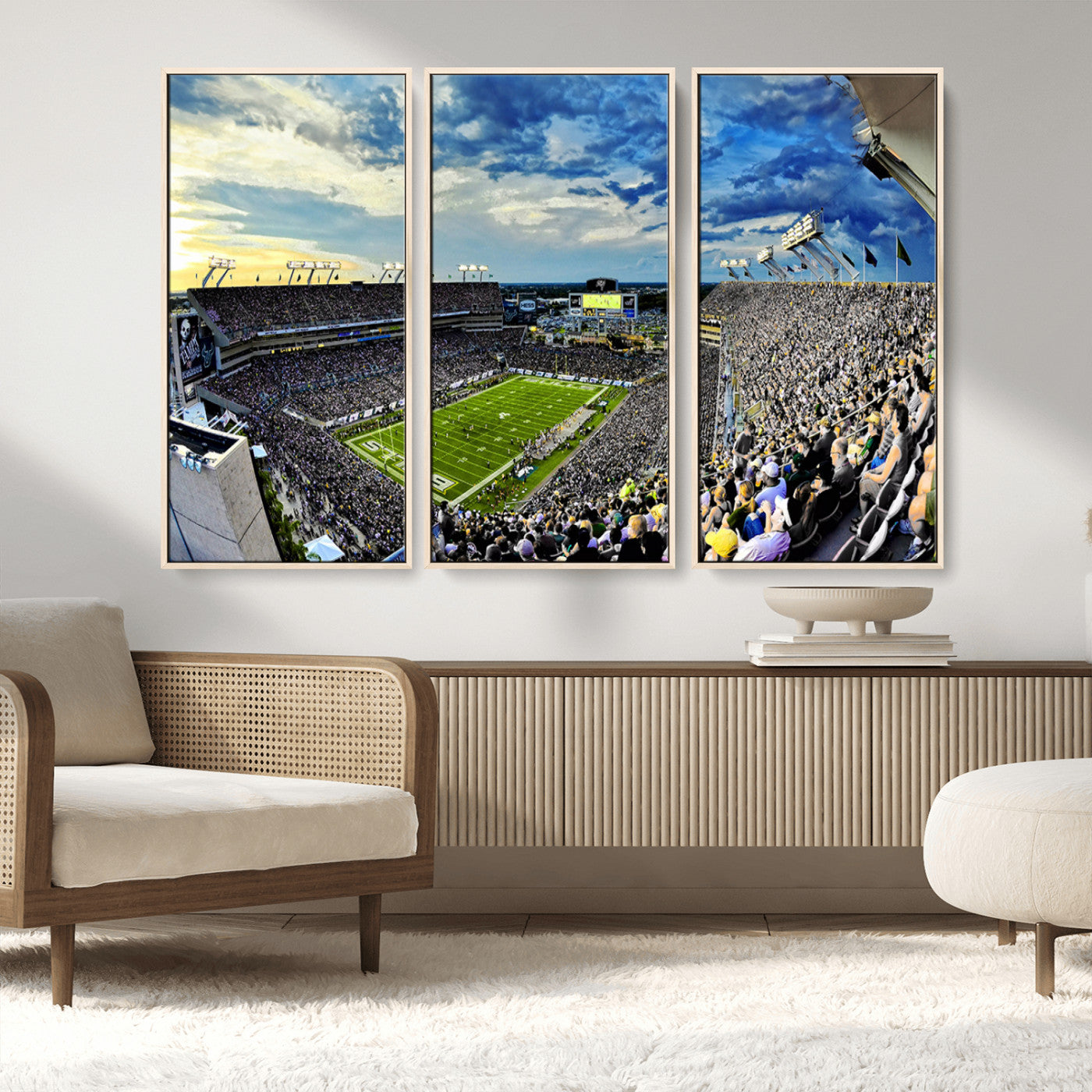 MGV-FC-48X32-3P - Framed USF Bulls Football Team Print - Tampa Raymond James Stadium Wall Art Canvas Print