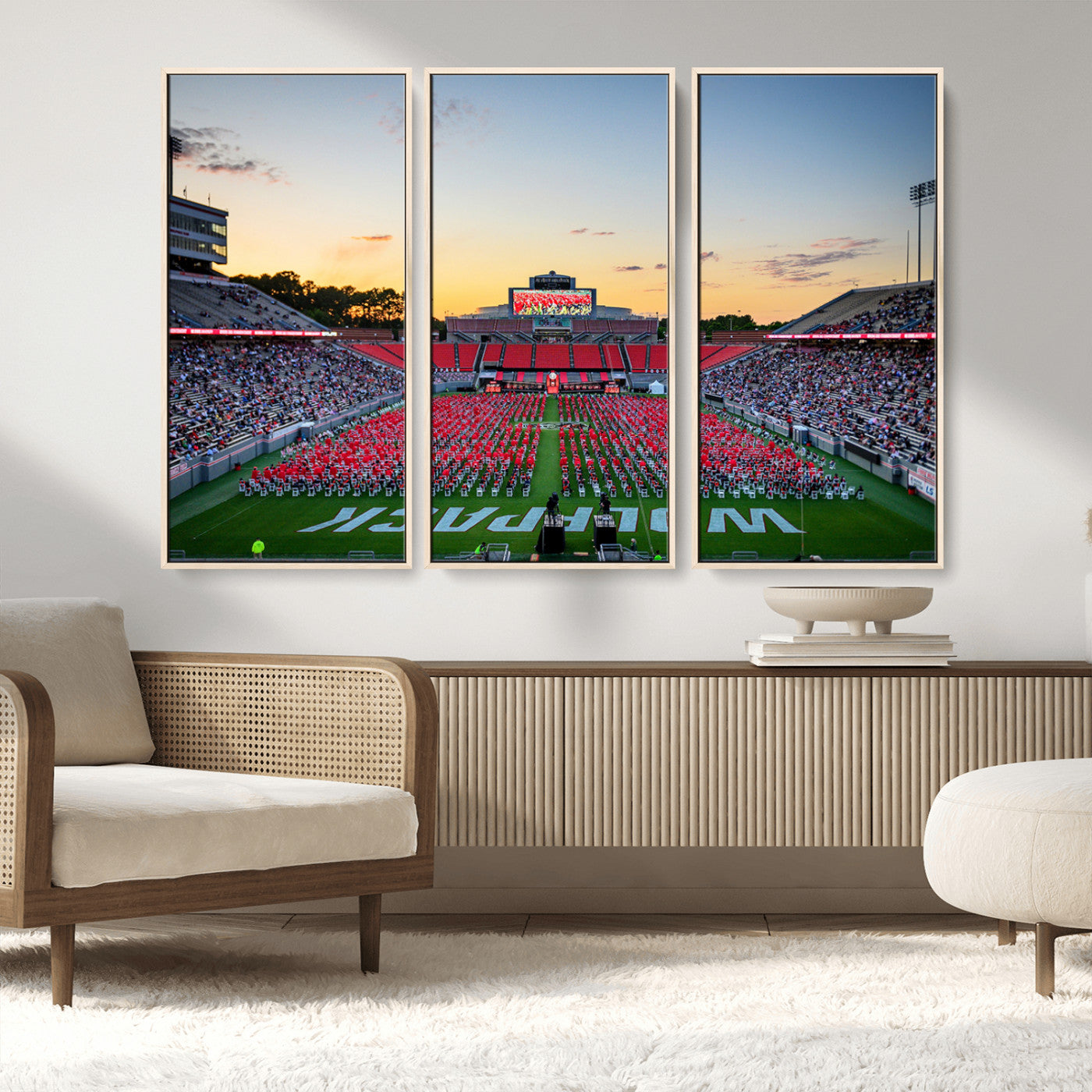 MGV-FC-48X32-3P - NC State Wolfpack Football Team Print Wall Art - Raleigh Carter-Finley Stadium Wall Art Canvas Print