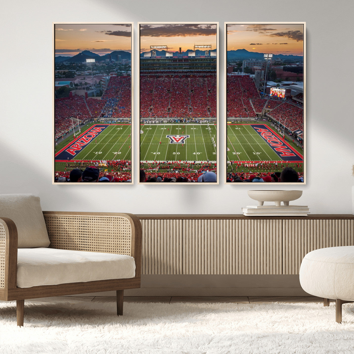 MGV-FC-48X32-3P - Framed Arizona Wildcats Football Team Print - Tucson Arizona Stadium Wall Art Canvas Print