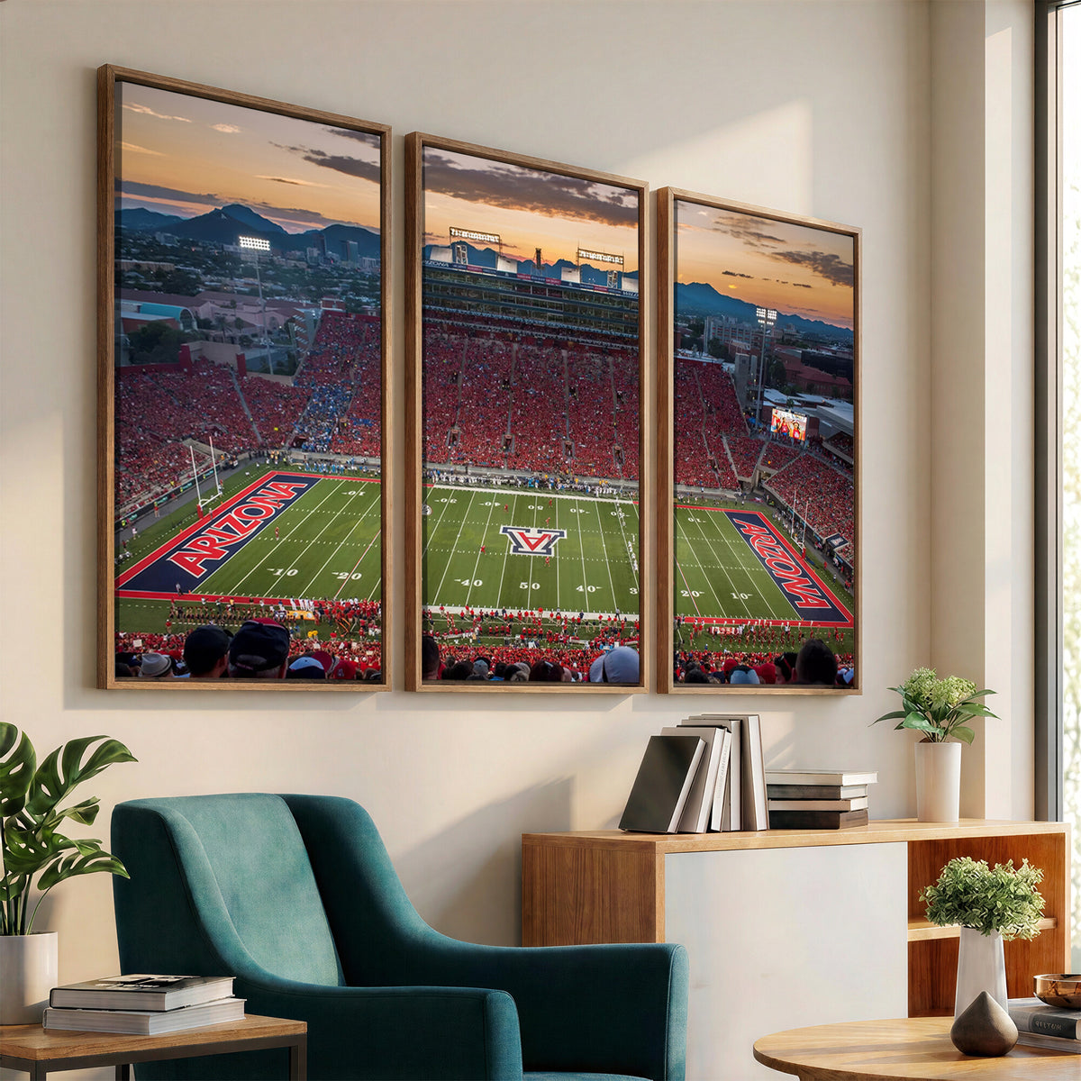 99722-MGV-CV-36X24 - Framed Arizona Wildcats Football Team Print - Tucson Arizona Stadium Wall Art Canvas Print