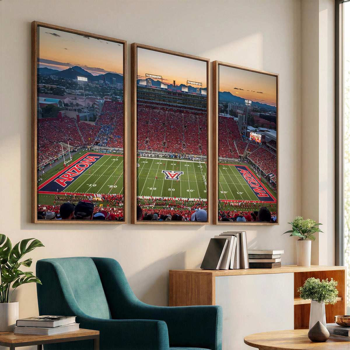 45563-MGV-CV-36X24 - Arizona Wildcats Football Team Print - Tucson Arizona Stadium Wall Art Canvas Print