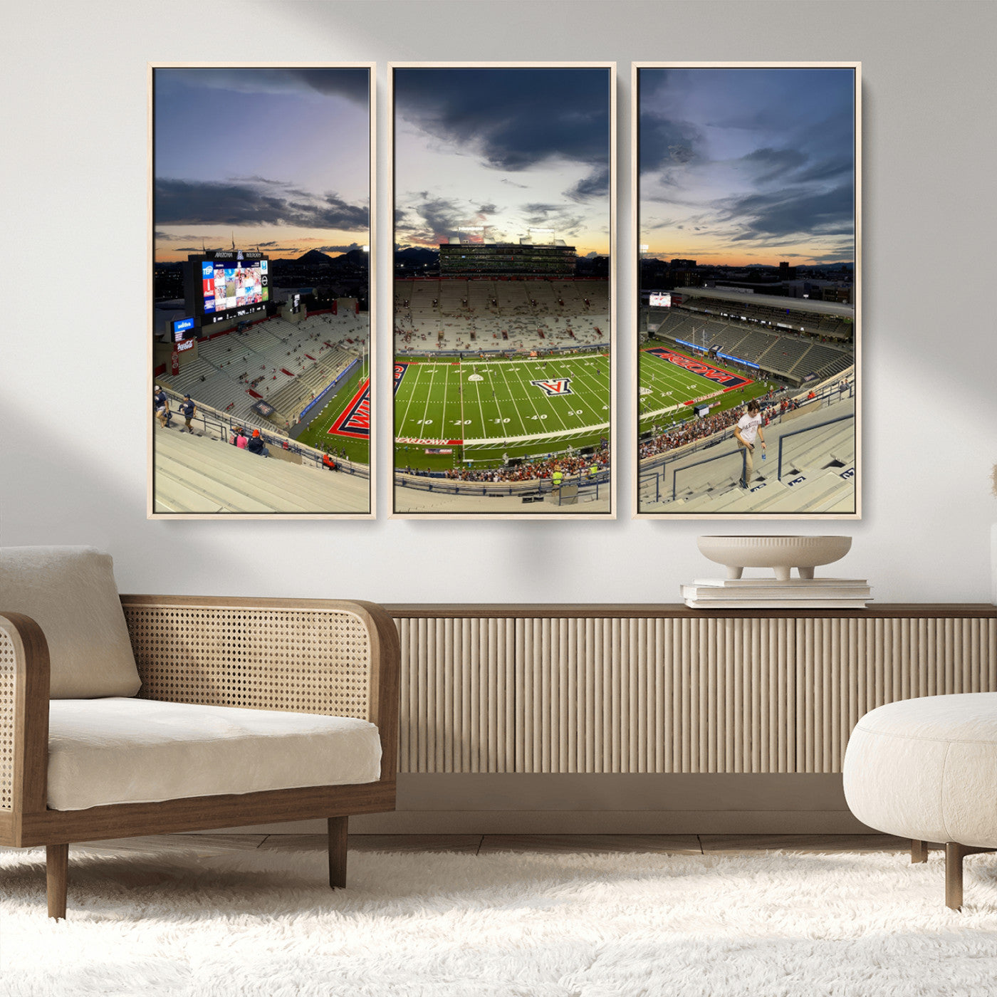 MGV-FC-48X32-3P - Arizona Wildcats Football Team Print - Tucson Arizona Stadium Wall Art Canvas Print