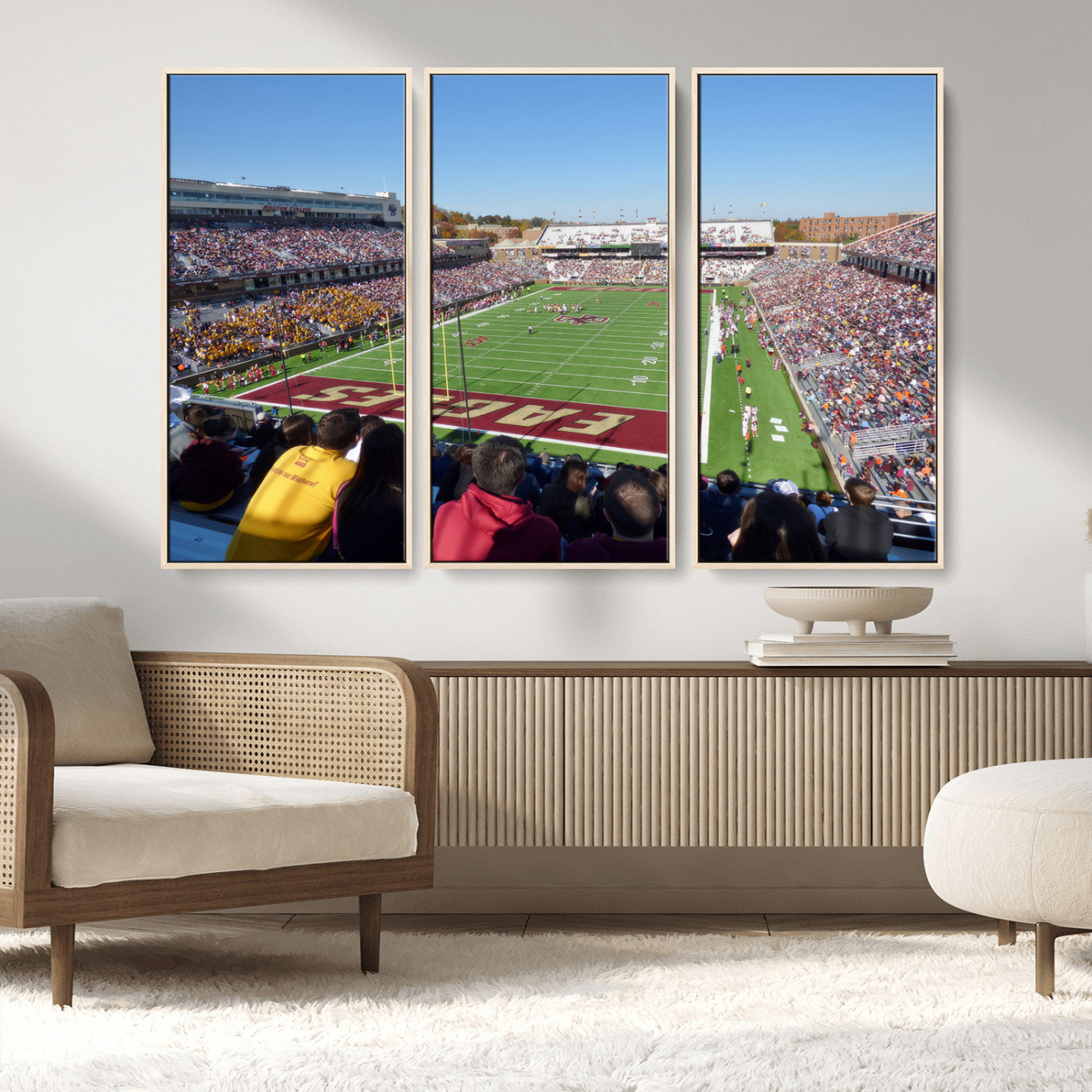 MGV-FC-48X32-3P - Boston College Eagles Football Team Print - Boston Alumni Stadium Wall Art Canvas Print