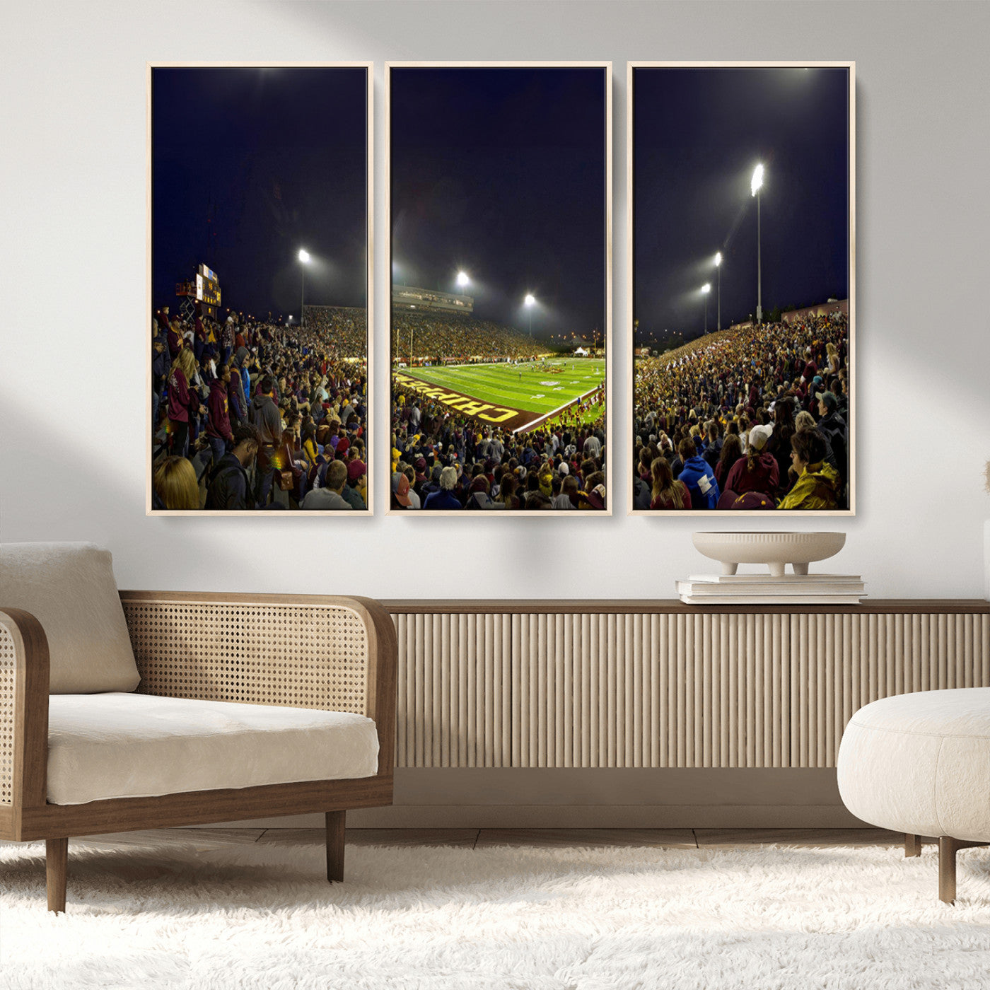 MGV-FC-48X32-3P - Central Michigan University Chippewas Canvas Wall Art, Football Team Print - Mount Pleasant