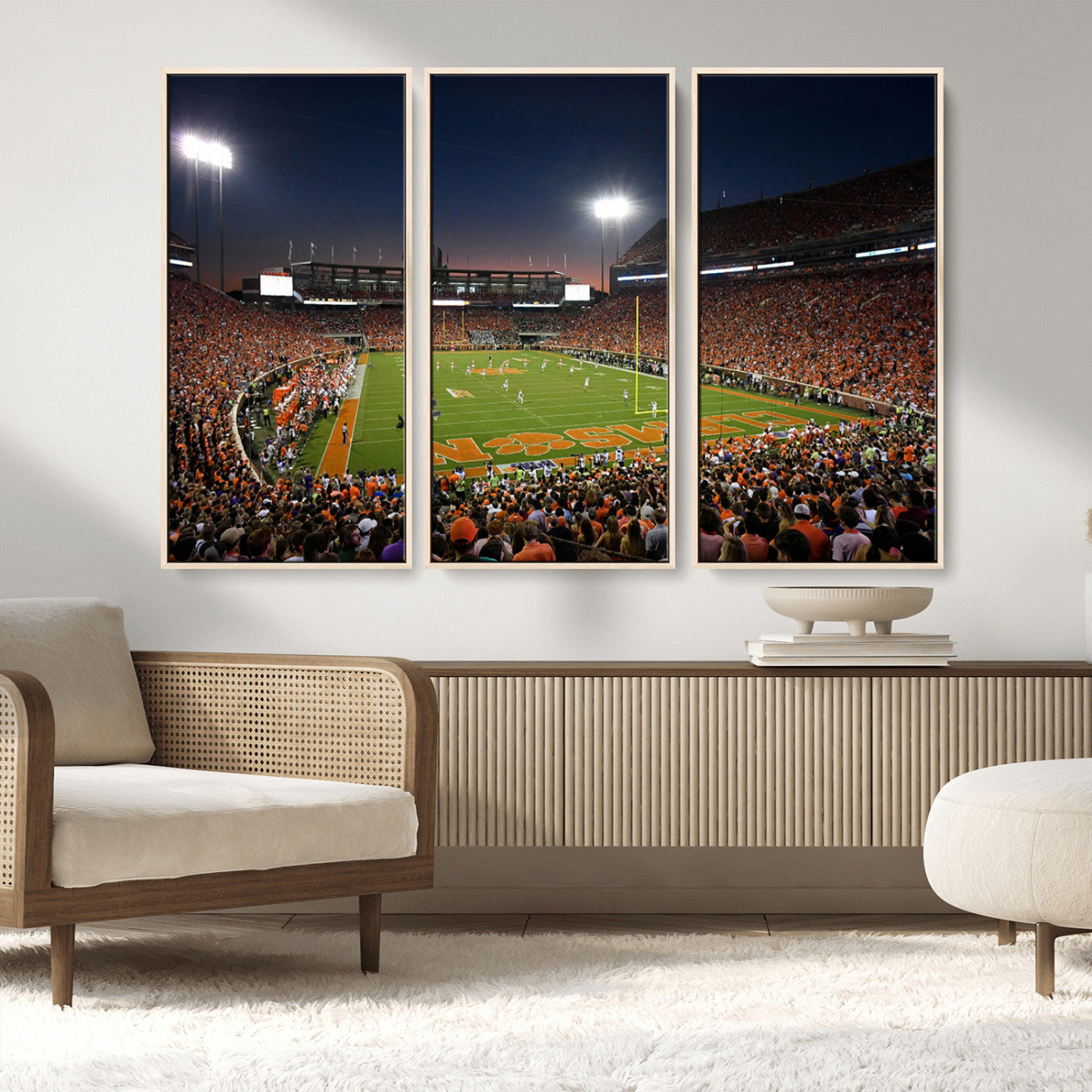 MGV-FC-48X32-3P - Clemson University Tigers Art Print, Football Team Print - Clemson Memorial Stadium Wall Art Canvas