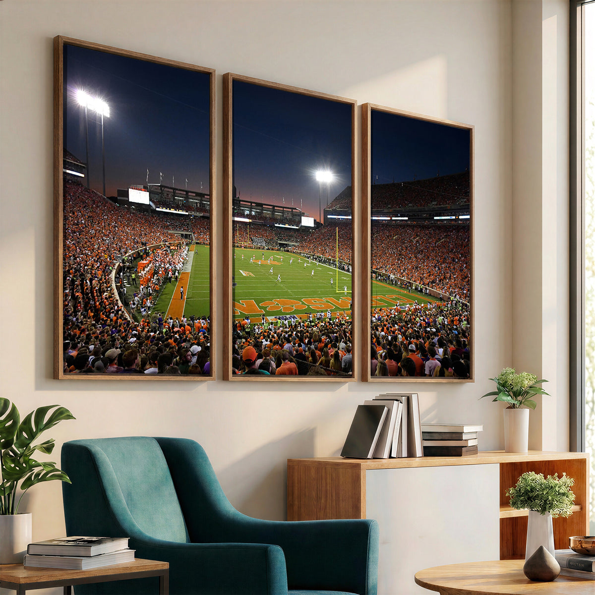 32340-MGV-CV-36X24 - Clemson University Tigers Art Print, Football Team Print