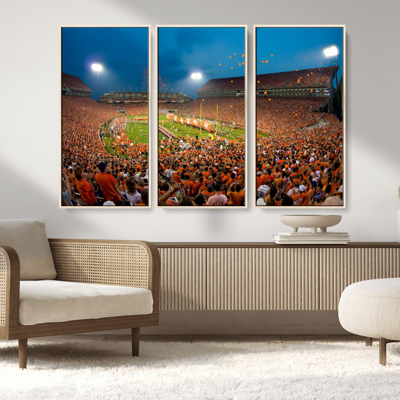 MGV-FC-48X32-3P - Clemson University Tigers Football Team Print - Clemson Memorial Stadium Wall Art Canvas Print