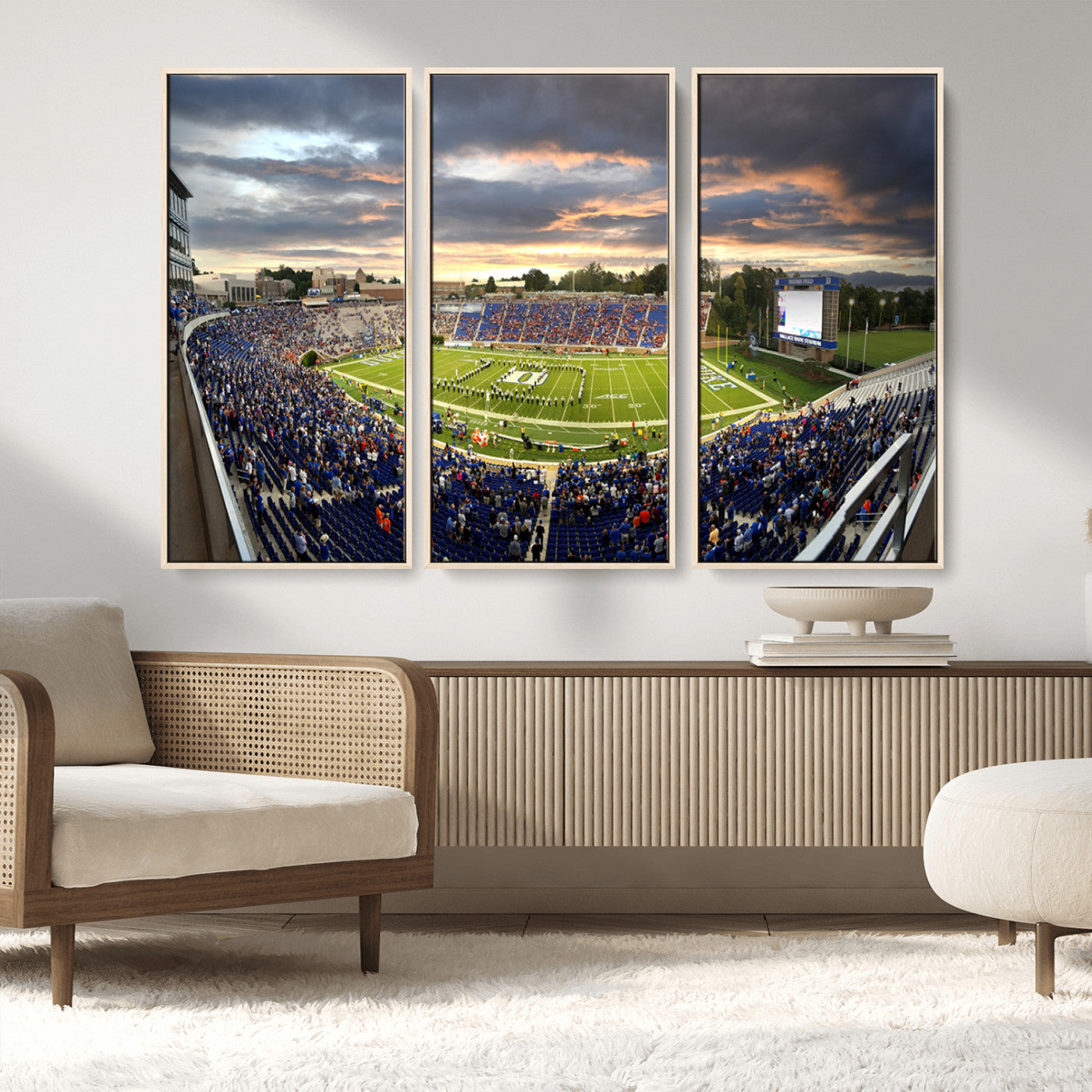 MGV-FC-48X32-3P - Duke University Blue Devils Football Team Print - Durham Wallace Wade Stadium Wall Art Canvas Print