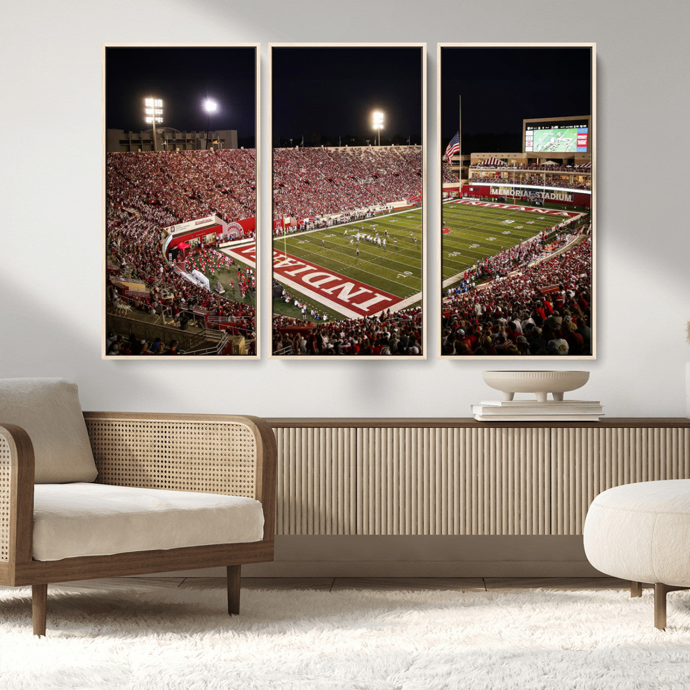 MGV-FC-48X32-3P - Indiana University Hoosiers Football Team Print Canvas - Bloomington Memorial Stadium Wall Art