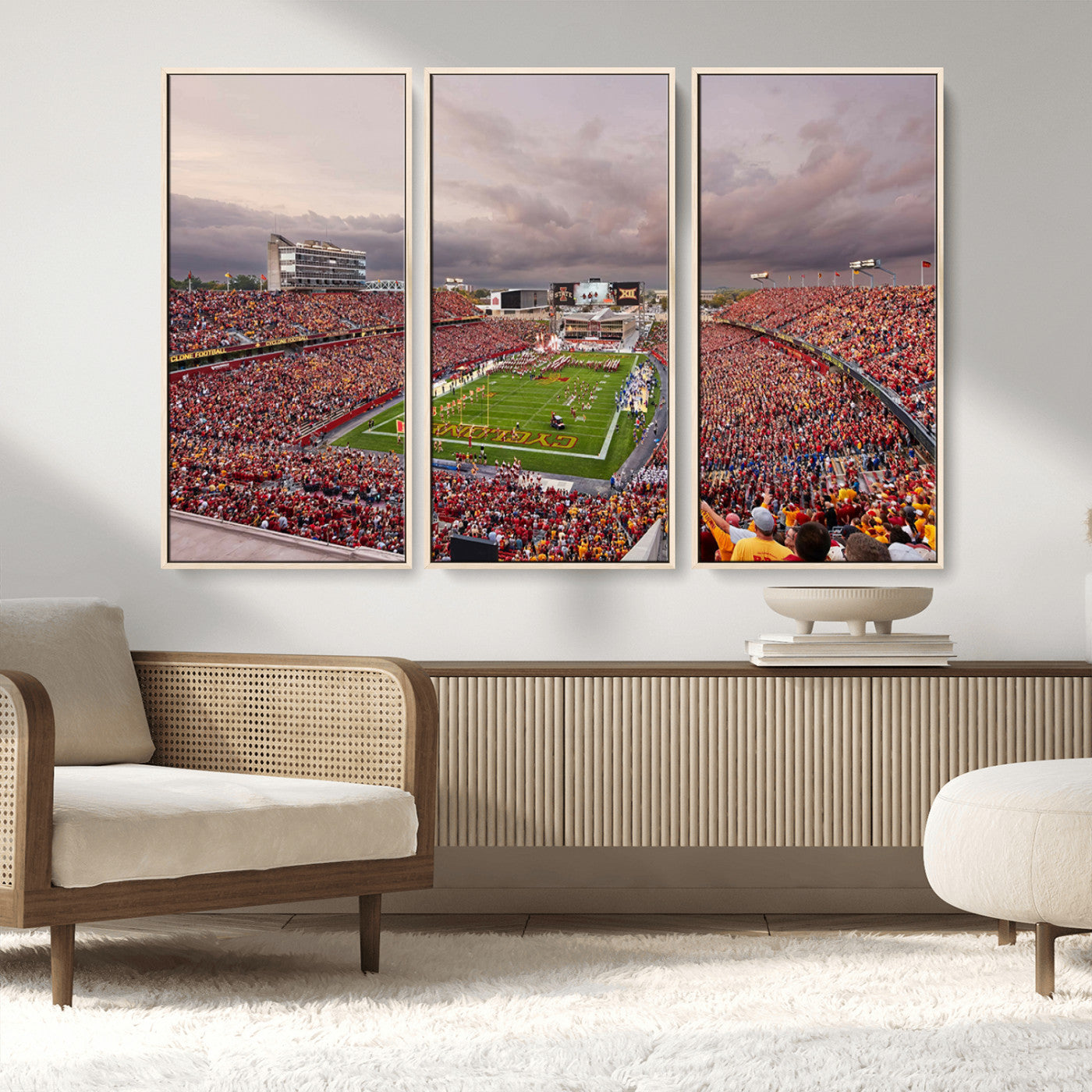 MGV-FC-48X32-3P - Iowa State University Cyclones Football Team Print - Ames Jack Trice Stadium Wall Art Canvas Print