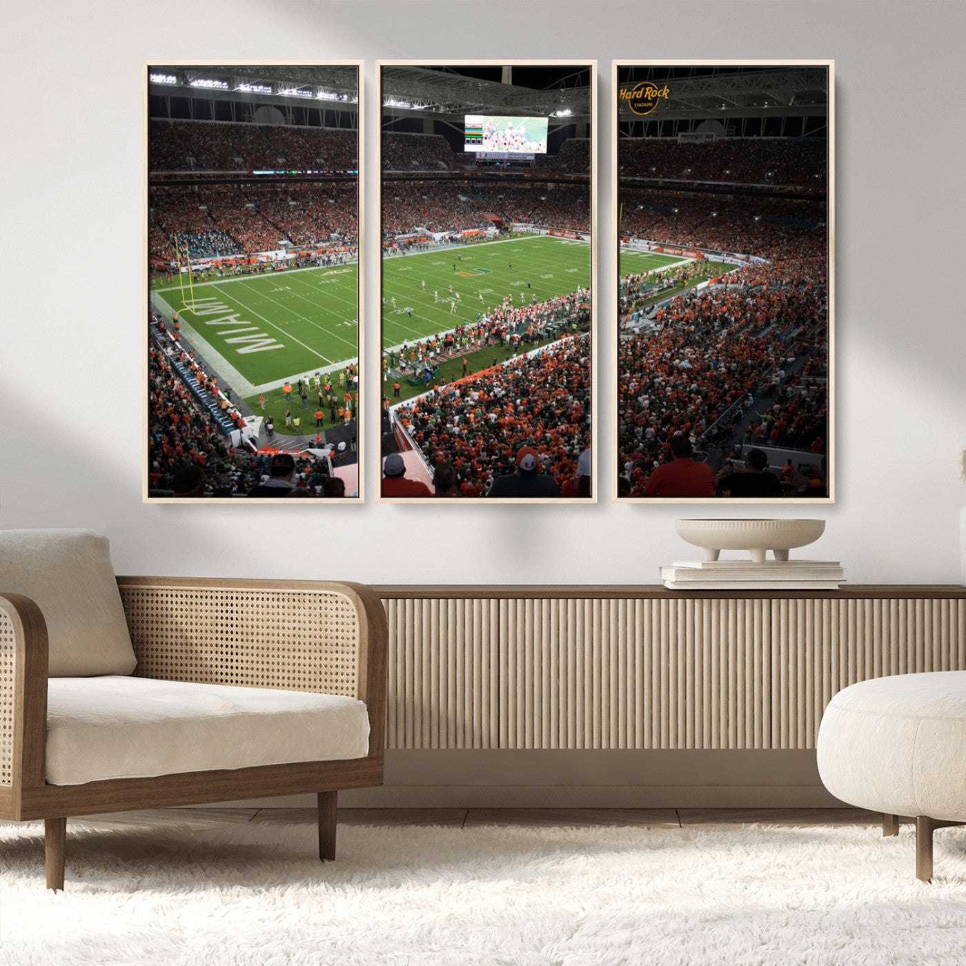 MGV-FC-48X32-3P - Miami Hurricanes Football Team Print Canvas- Miami Hard Rock Stadium Wall Art Canvas Print