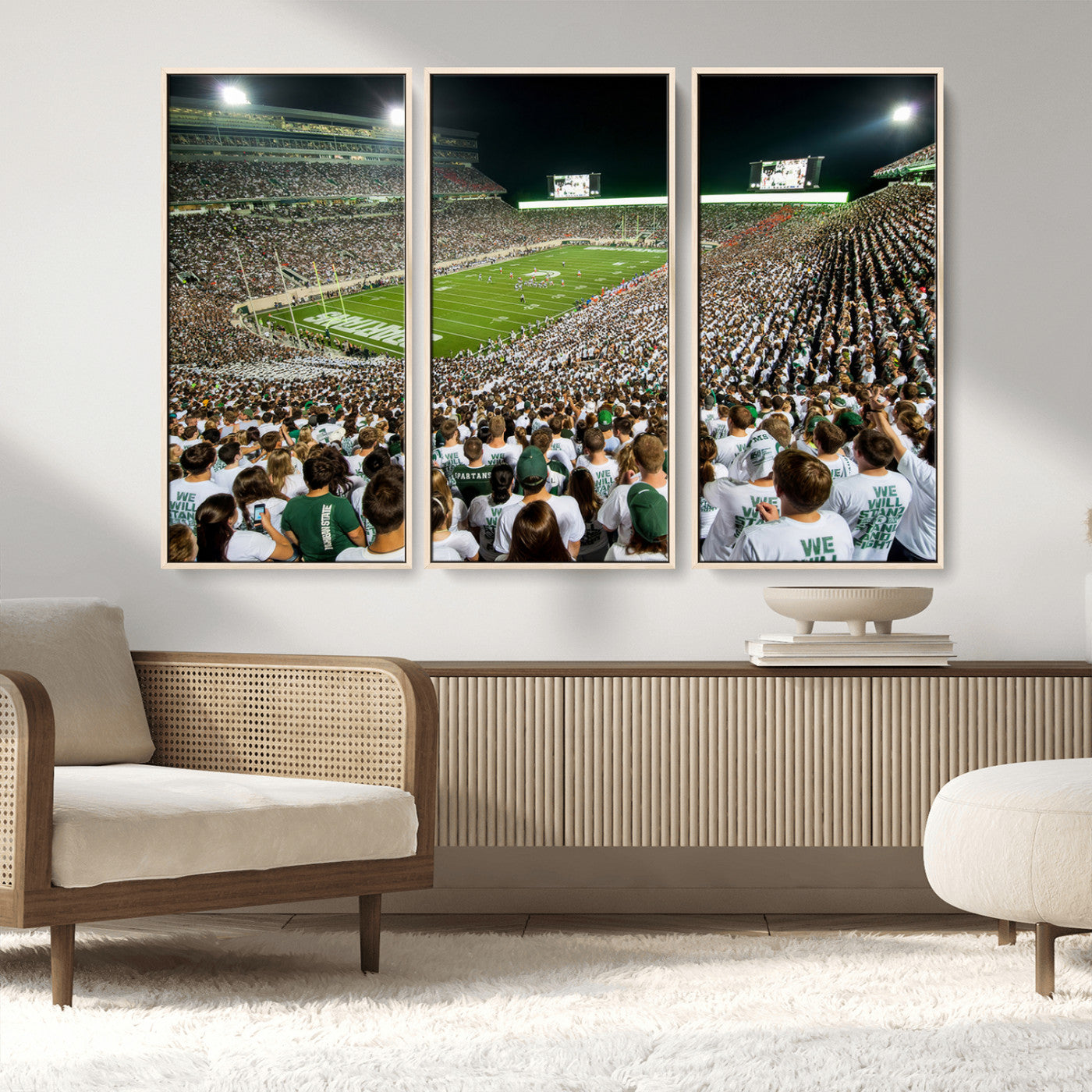 MGV-FC-48X32-3P - Michigan State Spartans Football Canvas Print - East Lansing Spartan Stadium Wall Art Canvas Print