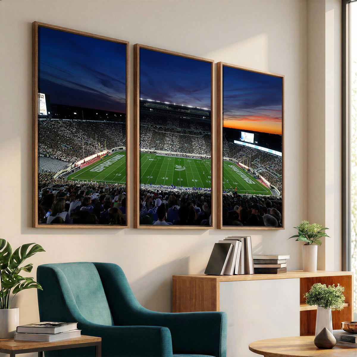 49074-PAN-FL-20X10 - Michigan State Spartans Football Team Print - East Lansing Spartan Stadium Canvas Print