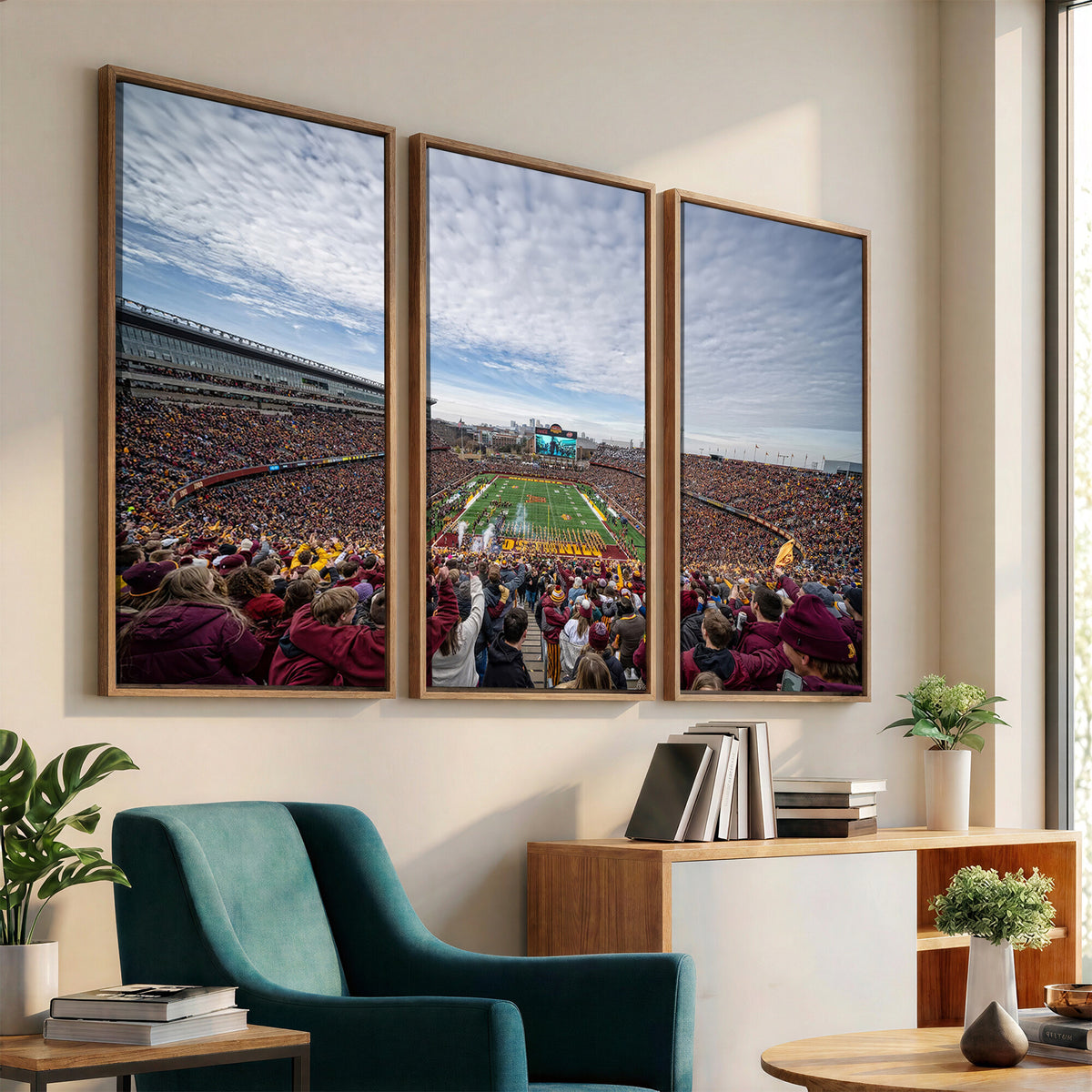 38459-PAN-FL-20X10 - University of Minnesota Golden Gophers Football Team Print - Minneapolis Huntington Bank Stadium Art