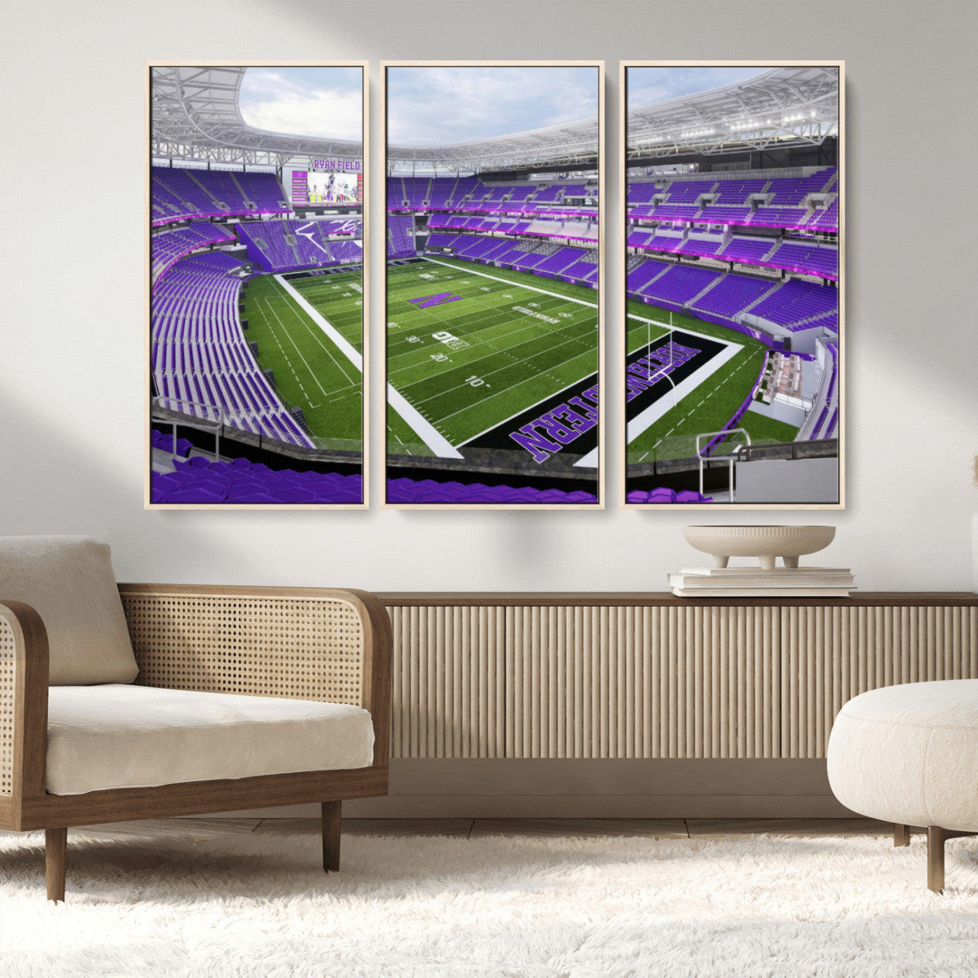 MGV-FC-48X32-3P - Northwestern University Wildcats Football Team Print - Evanston Ryan Field Wall Art Canvas Print