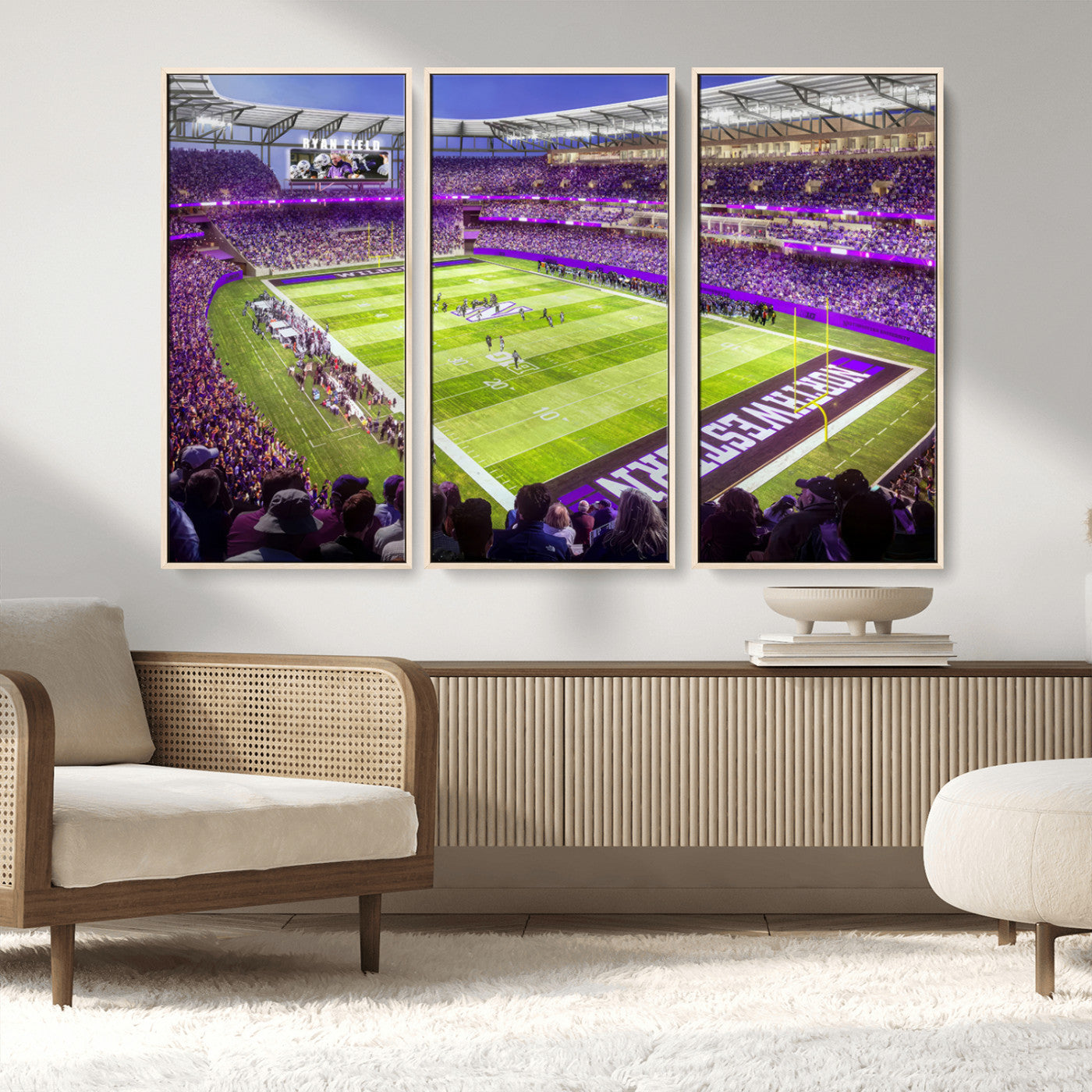 MGV-FC-48X32-3P - Northwestern University Wildcats Football Team Print - Evanston Ryan Field Wall Art Canvas Print