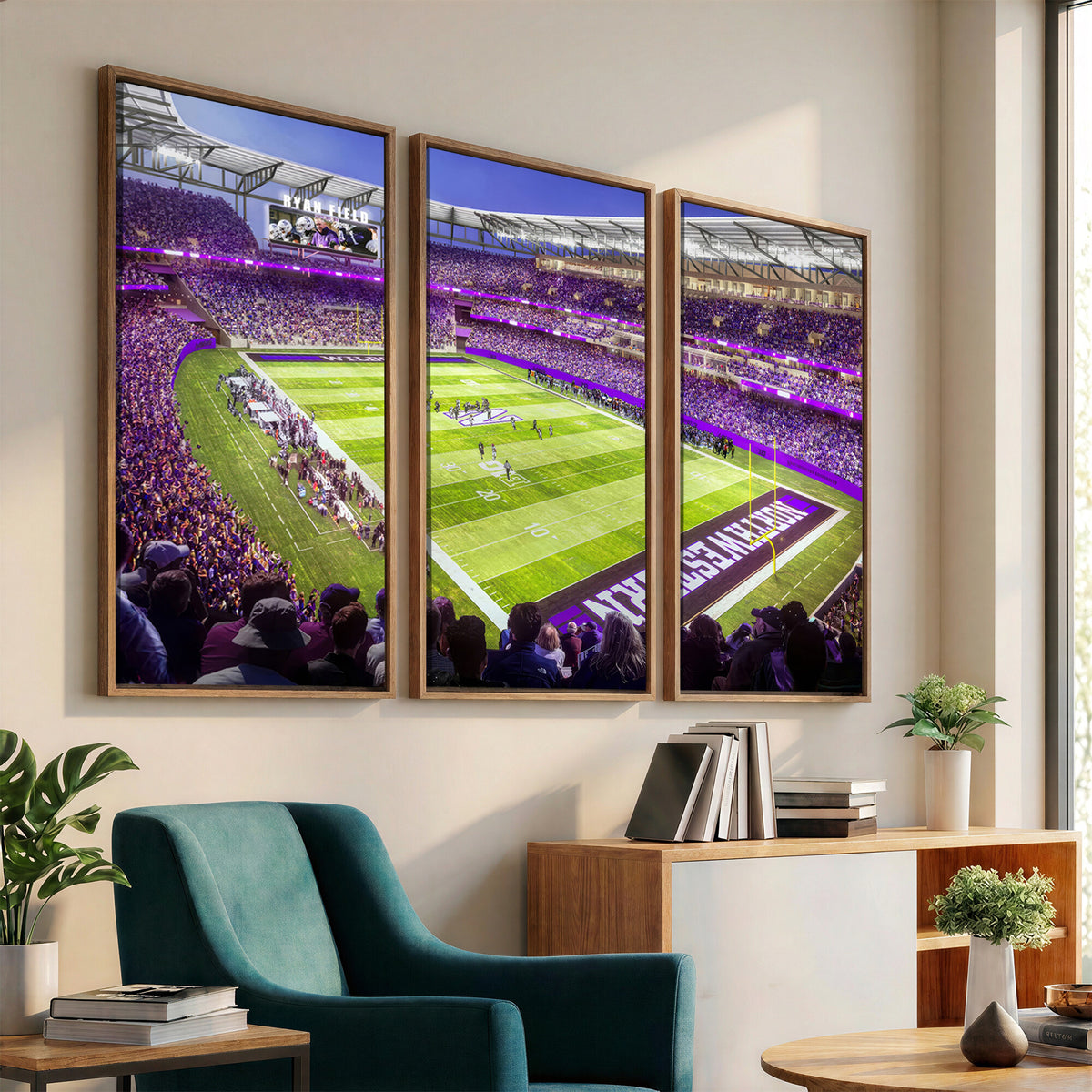 81245-MGV-CV-36X24 - Northwestern University Wildcats Football Team Print - Evanston Ryan Field Wall Art Canvas Print