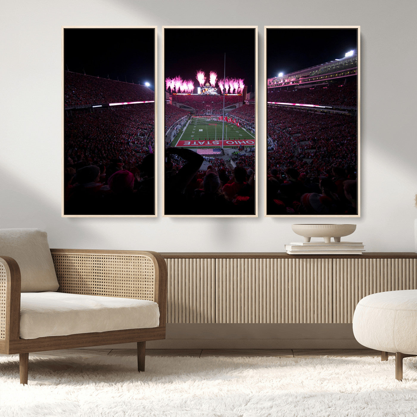MGV-FC-48X32-3P - Ohio State University Buckeyes Football Team Print - Columbus Ohio Stadium Wall Art Canvas Print