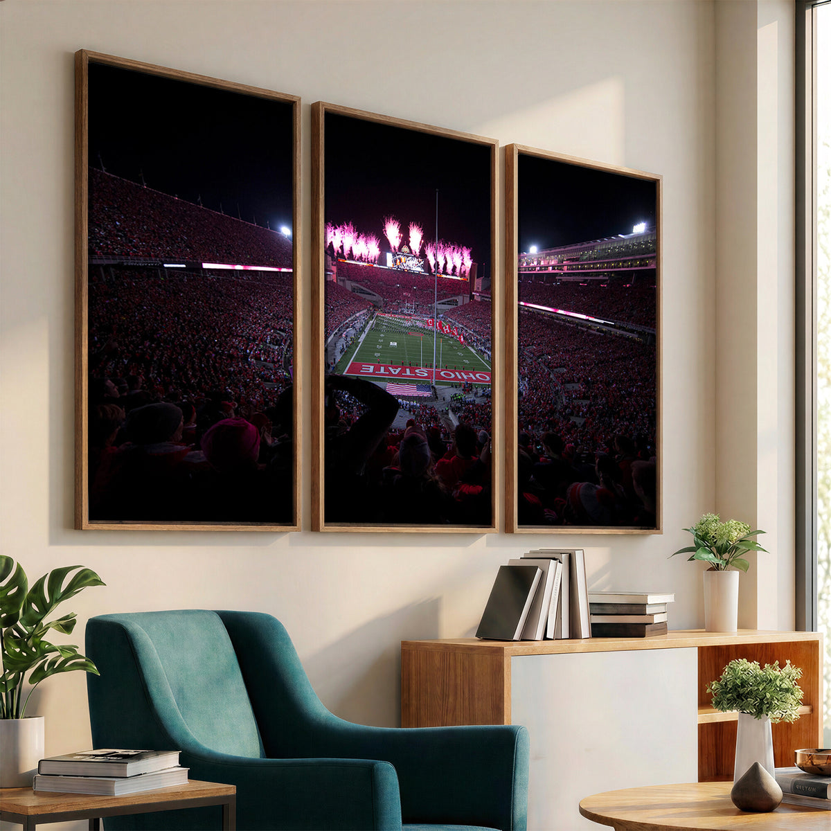 20483-PAN-FL-20X10 - Ohio State University Buckeyes Football Team Print - Columbus Ohio Stadium Wall Art Canvas Print