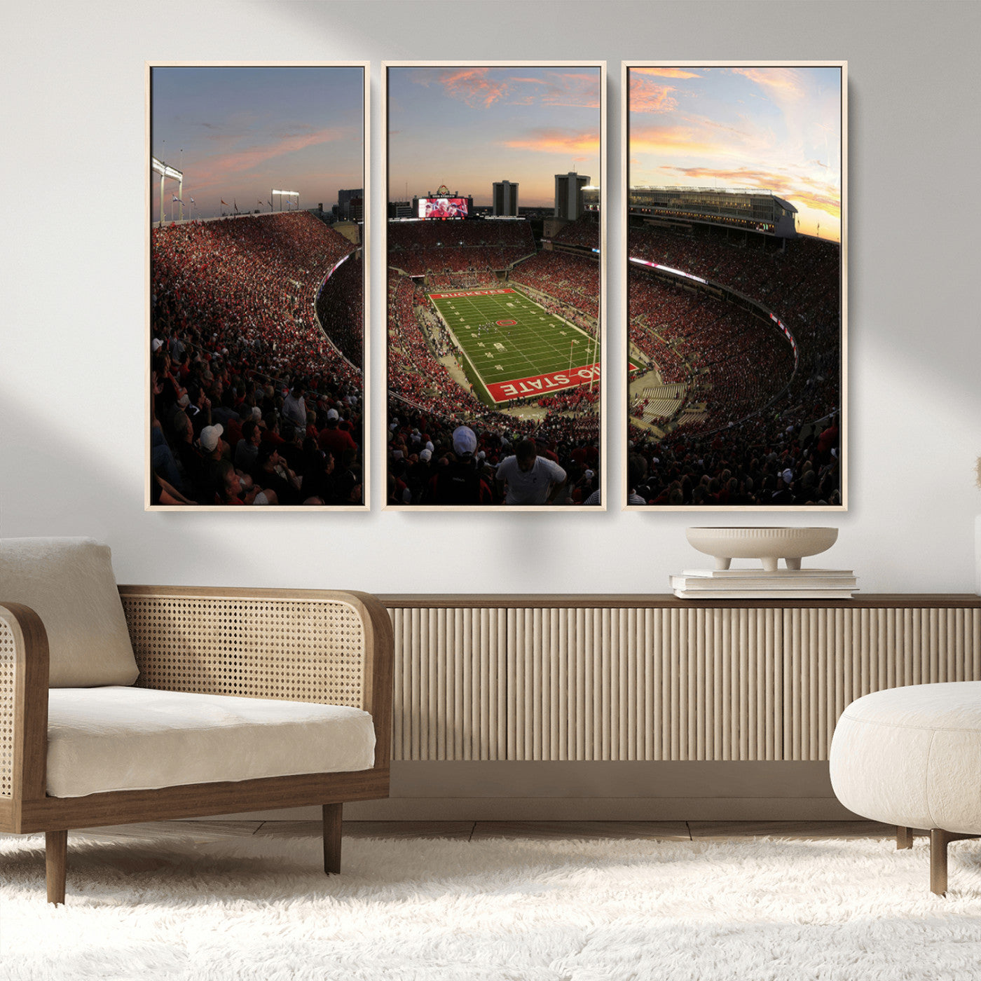 MGV-FC-48X32-3P - Ohio State University Buckeyes Football Team Print - Columbus Ohio Stadium Wall Art Canvas Print