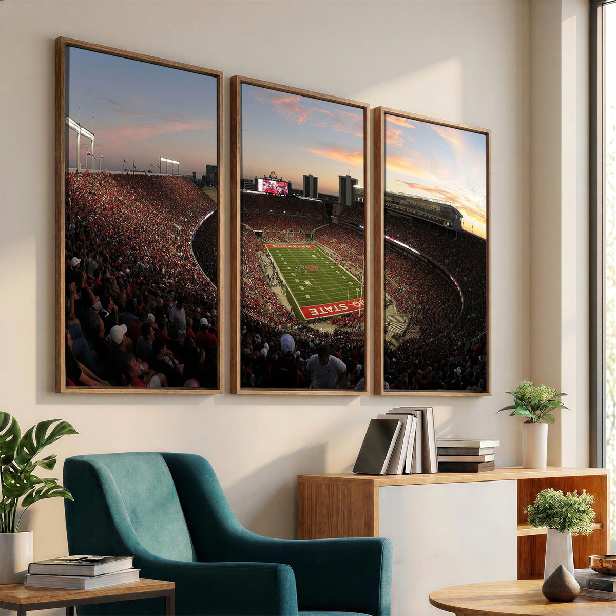 28825-PAN-FL-20X10 - Ohio State University Buckeyes Football Team Print - Columbus Ohio Stadium Wall Art Canvas Print