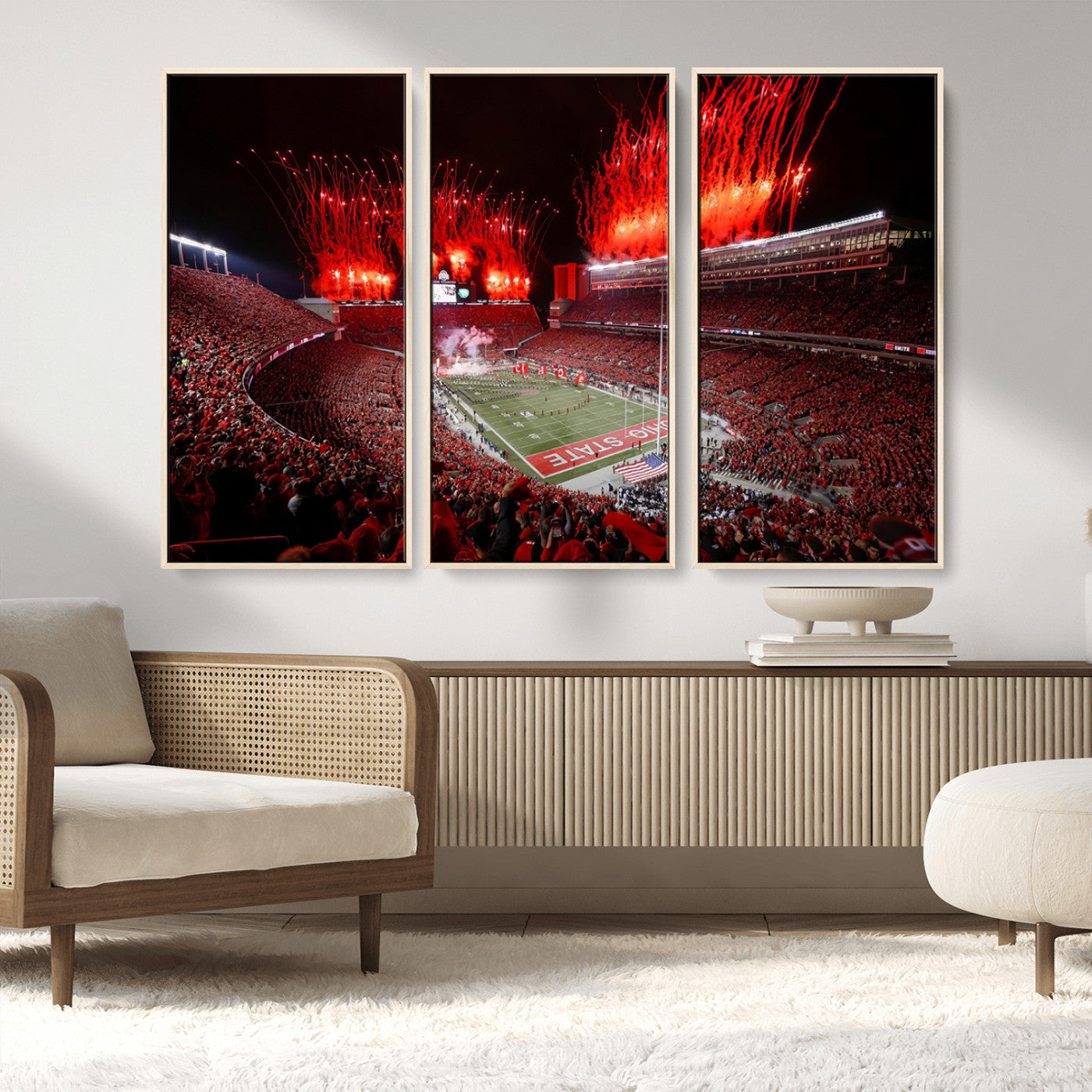 MGV-FC-48X32-3P - Ohio State University Buckeyes Football Team Print - Columbus Ohio Stadium Wall Art Canvas Print