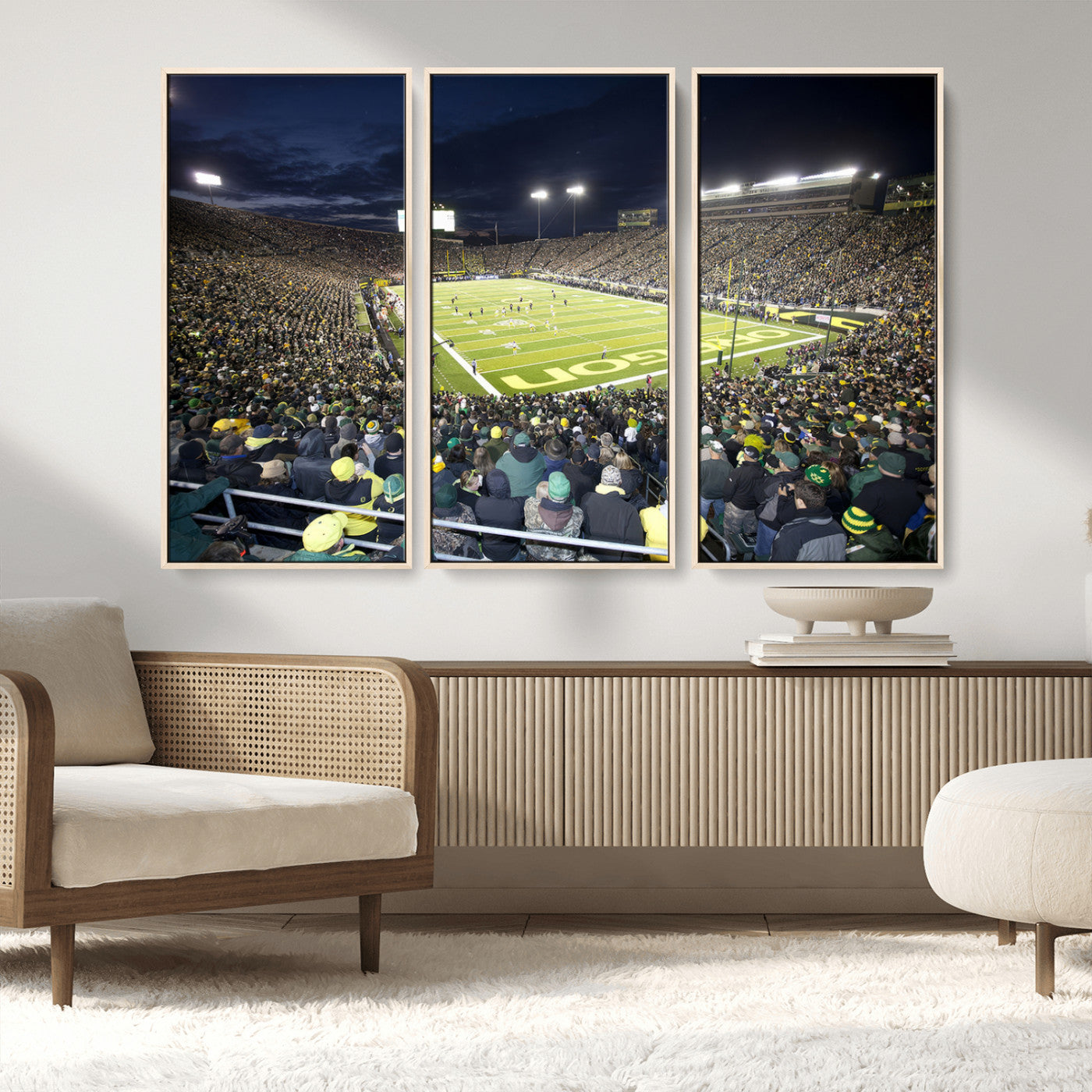 MGV-FC-48X32-3P - University of Oregon Ducks Football Team Print - Eugene Autzen Stadium Wall Art Canvas Print
