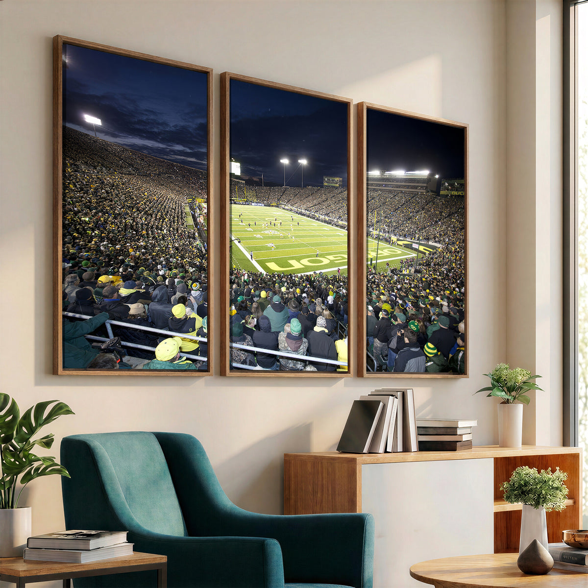 48756-PAN-FL-20X10 - University of Oregon Ducks Football Team Print - Eugene Autzen Stadium Wall Art Canvas Print