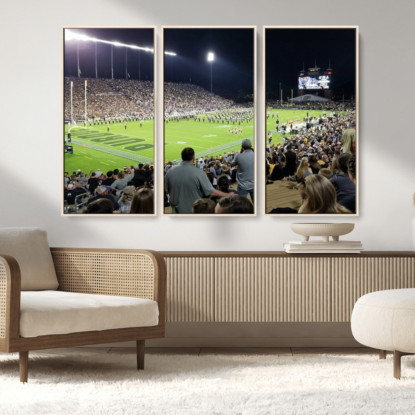 MGV-FC-48X32-3P - Purdue University Boilermakers Football Team Print - West Lafayette Ross-Ade Stadium Wall Art Canvas