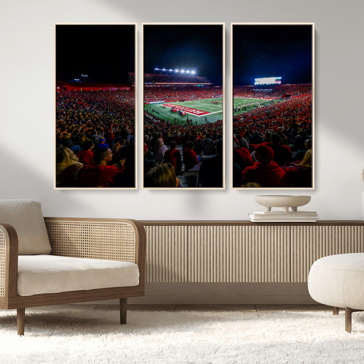 MGV-FC-48X32-3P - Rutgers Scarlet Knights Football Team Print - SHI Stadium, Piscataway Wall Art Canvas Print