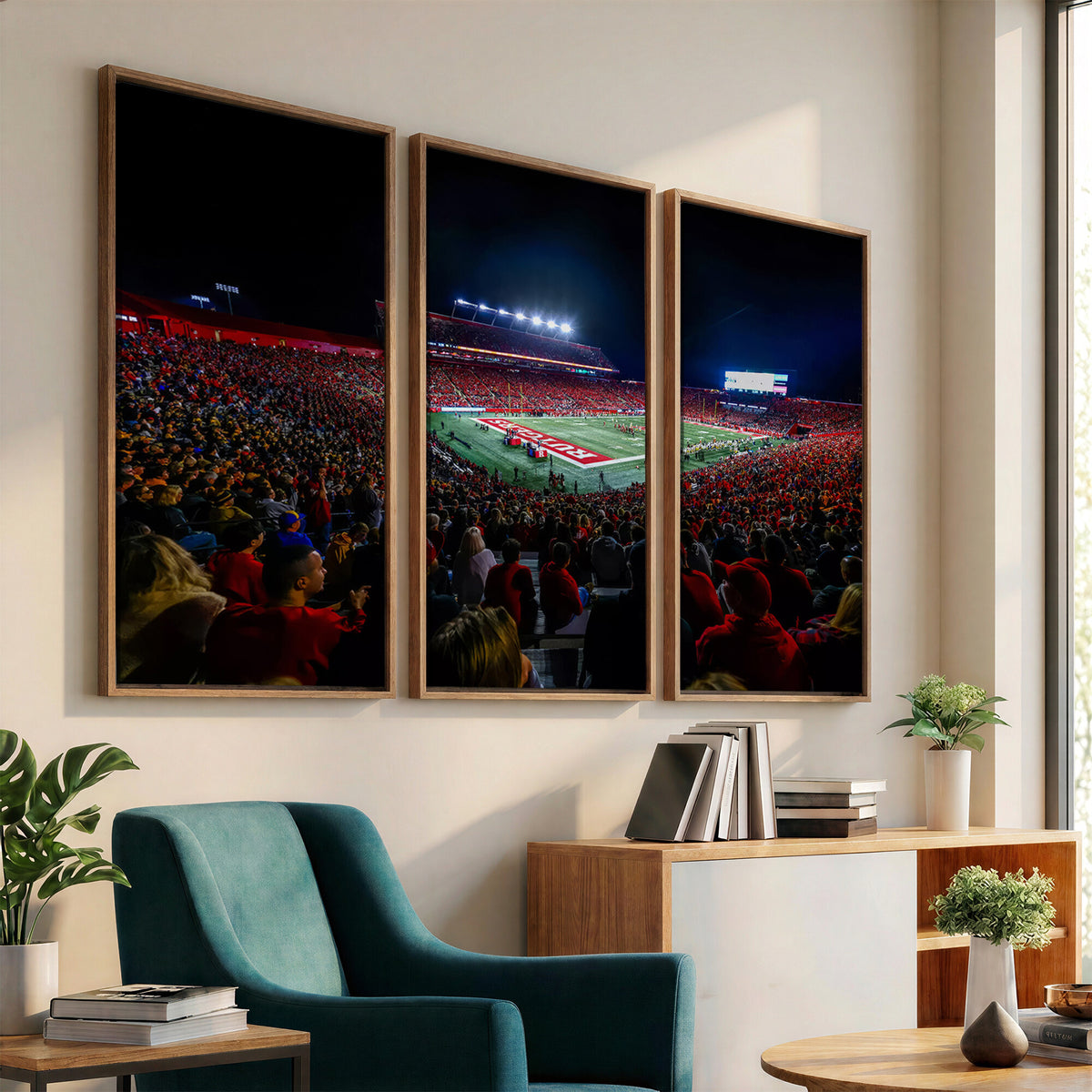 18115-PAN-FL-20X10 - Rutgers Scarlet Knights Football Team Print - SHI Stadium, Piscataway Wall Art Canvas Print