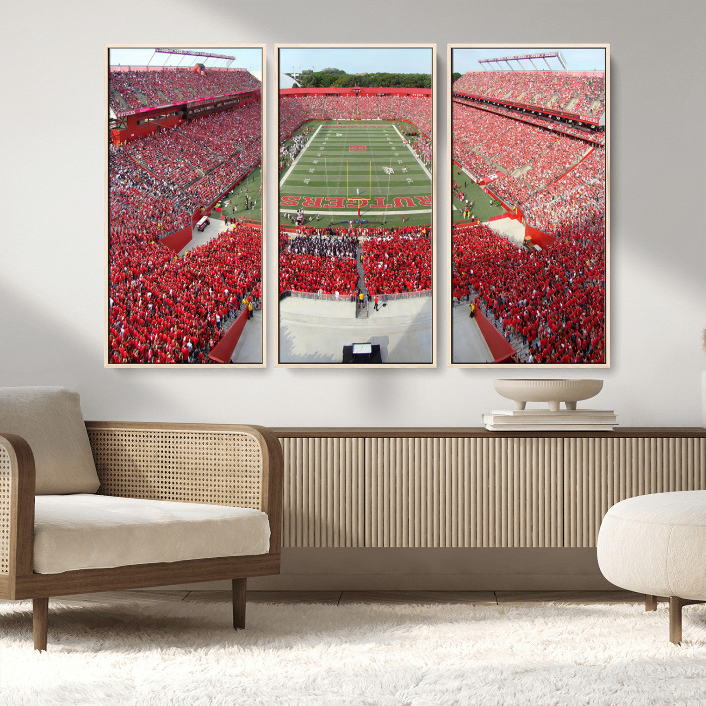 MGV-FC-48X32-3P - Rutgers Scarlet Knights Football Team Print - Piscataway SHI Stadium Wall Art Canvas Print