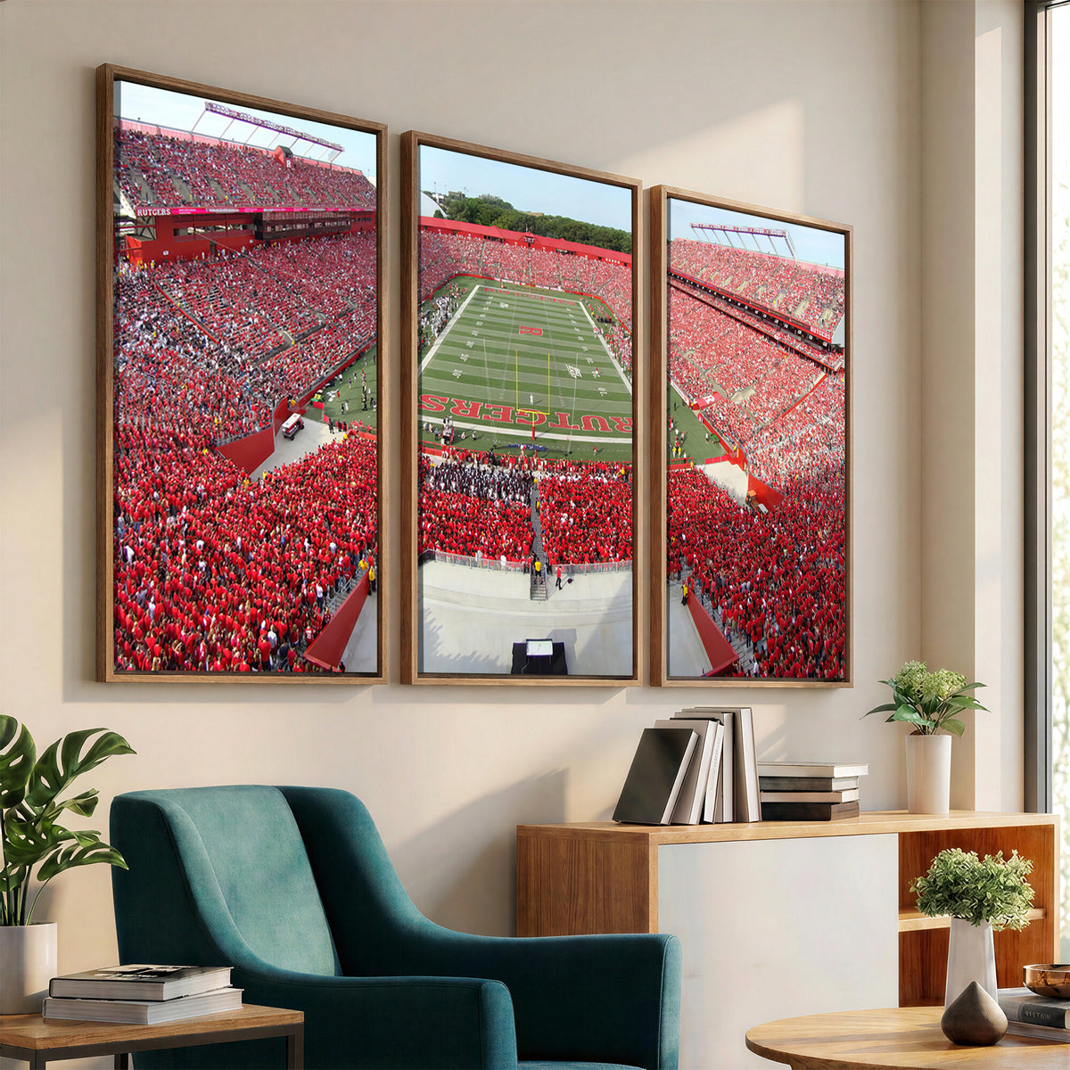 90818-PAN-FL-20X10 - Rutgers Scarlet Knights Football Team Print - Piscataway SHI Stadium Wall Art Canvas Print