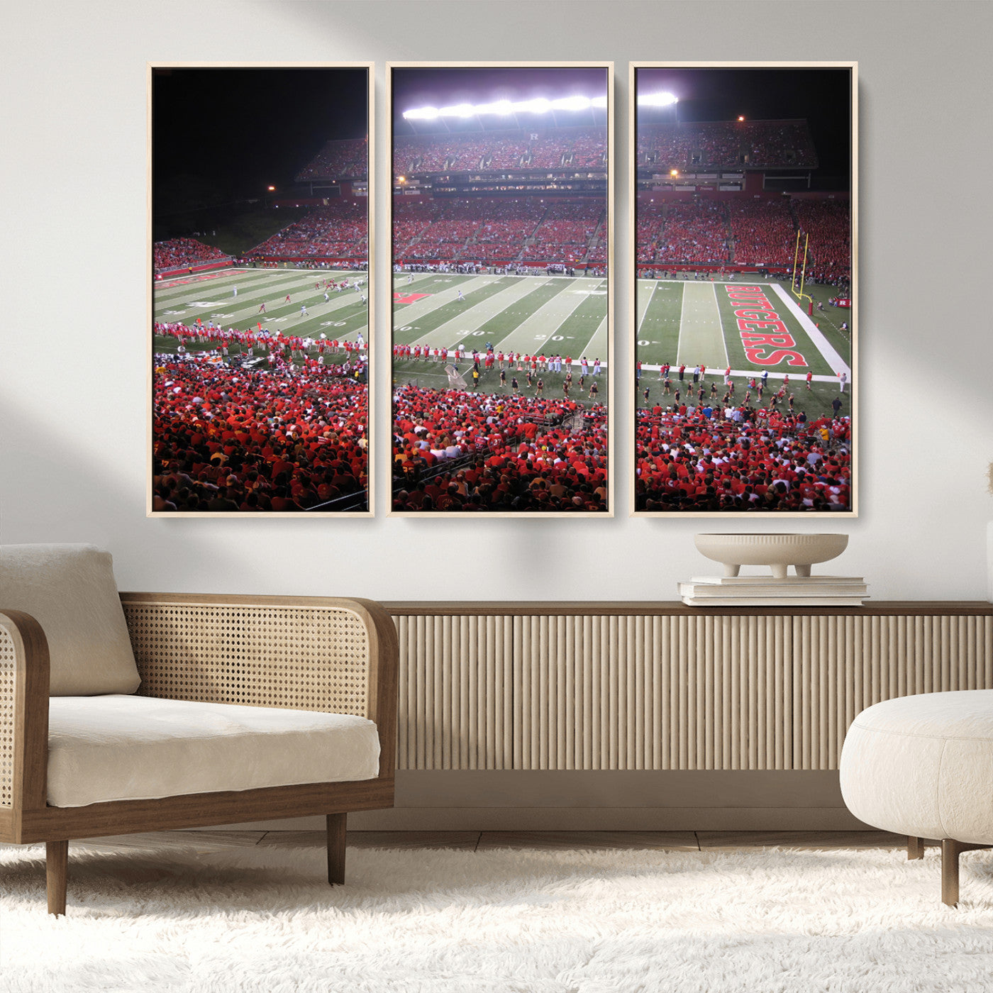 MGV-FC-48X32-3P - Rutgers University Scarlet Knights Football Team Print - Piscataway SHI Stadium Wall Art Canvas