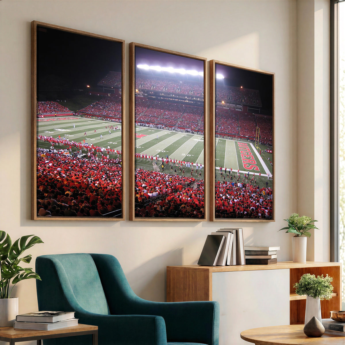 53225-PAN-FL-20X10 - Rutgers University Scarlet Knights Football Team Print - Piscataway SHI Stadium Wall Art Canvas