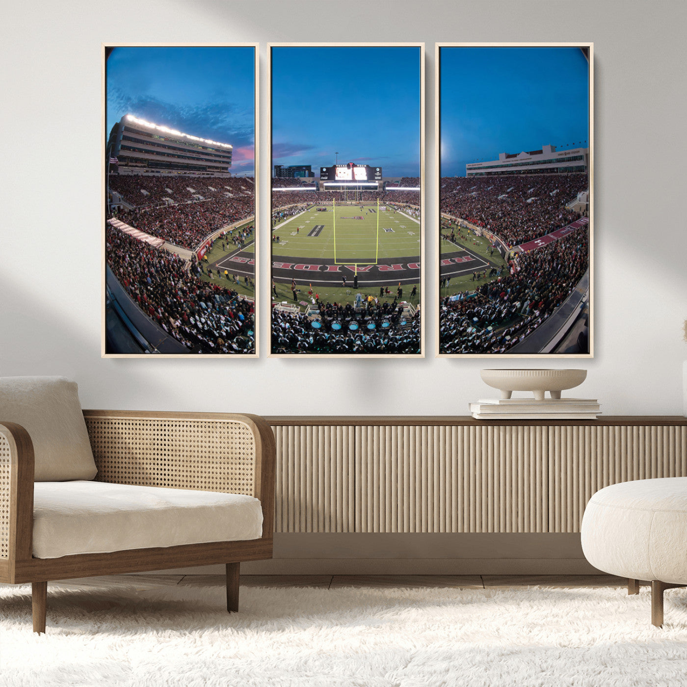 MGV-FC-48X32-3P - Texas Tech Red Raiders Canvas, Framed Football Team Print - Lubbock Jones AT&T Stadium Wall Art
