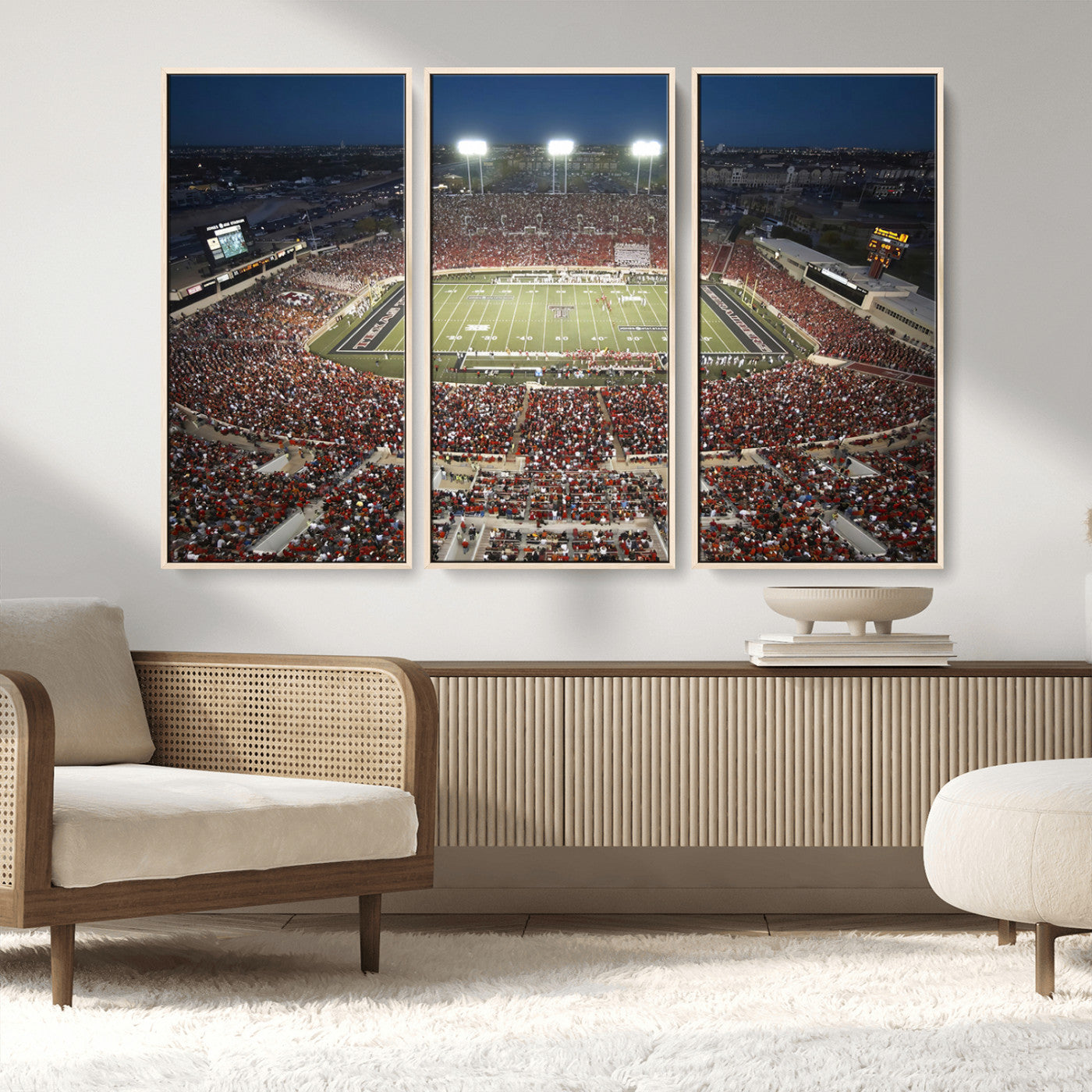MGV-FC-48X32-3P - Texas Tech Red Raiders Football Team Print - Lubbock Jones AT&T Stadium Wall Art Canvas Print