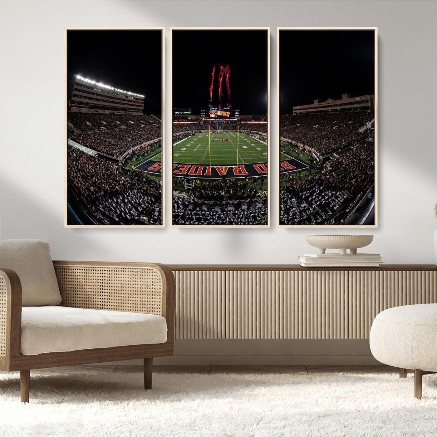 MGV-FC-48X32-3P - Framed Texas Tech Red Raiders Stadium Canvas, Texas Tech Red Raiders Football Team Print - Lubbock