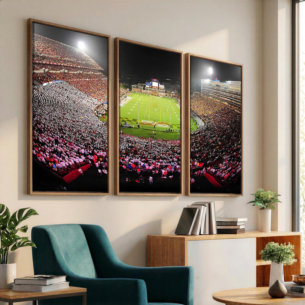 12091-PAN-FL-20X10 - University of Maryland Terrapins Football Team Print - College Park SECU Stadium Wall Art Canvas